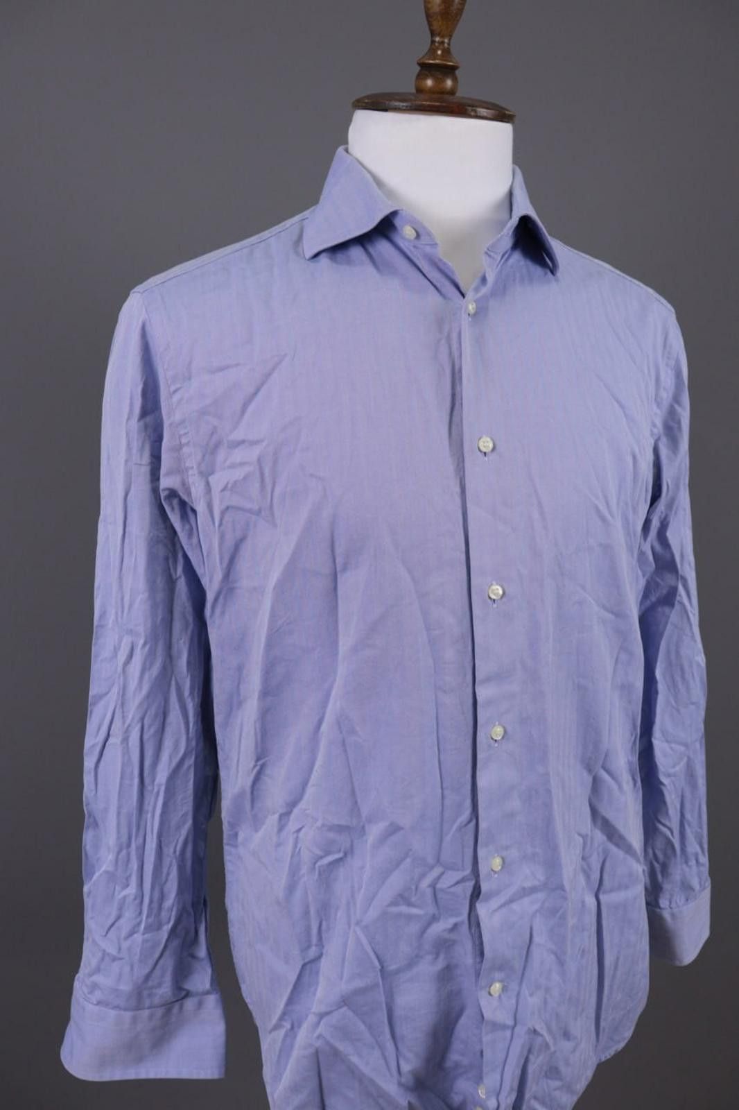 Designer Boggi Milano Slim Fit Blue Button Down Shirt 44 / 17 1/2 Size US M / EU 48-50 / 2 - 4 Thumbnail