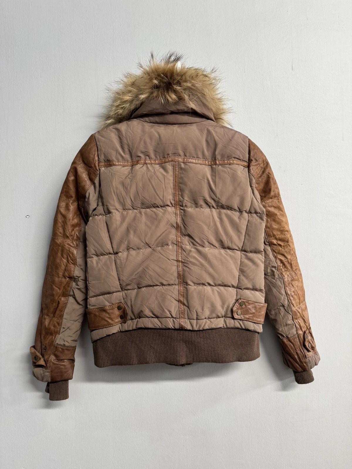 Japanese Brand BROWN LEATHER BONDAGE JACKET WITH A FUR TRIMMED HOOD Size US S / EU 44-46 / 1 - 4 Thumbnail