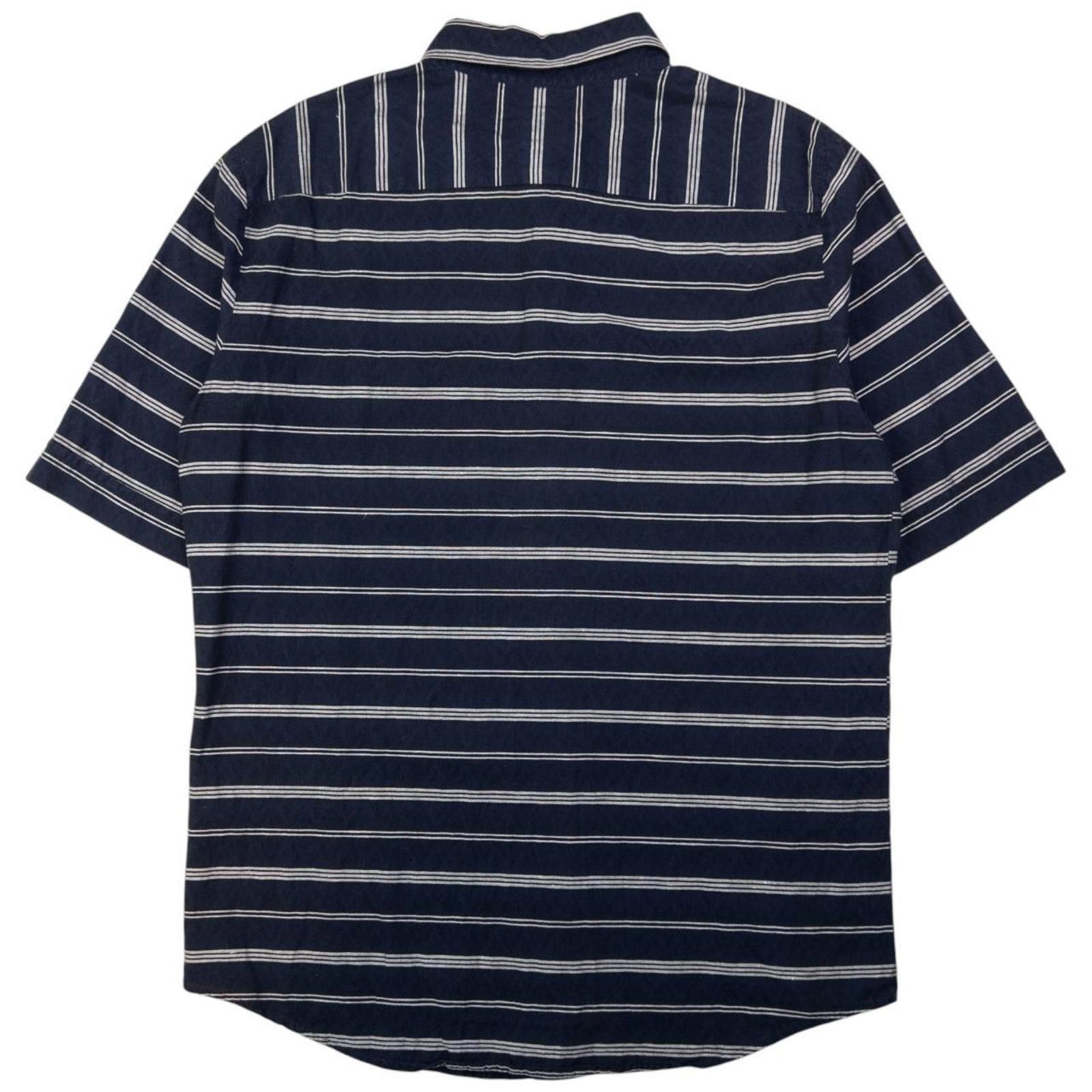 Designer Vintage Armani Jeans Striped Short Sleeve Button Up Shirt M Size US M / EU 48-50 / 2 - 2 Thumbnail