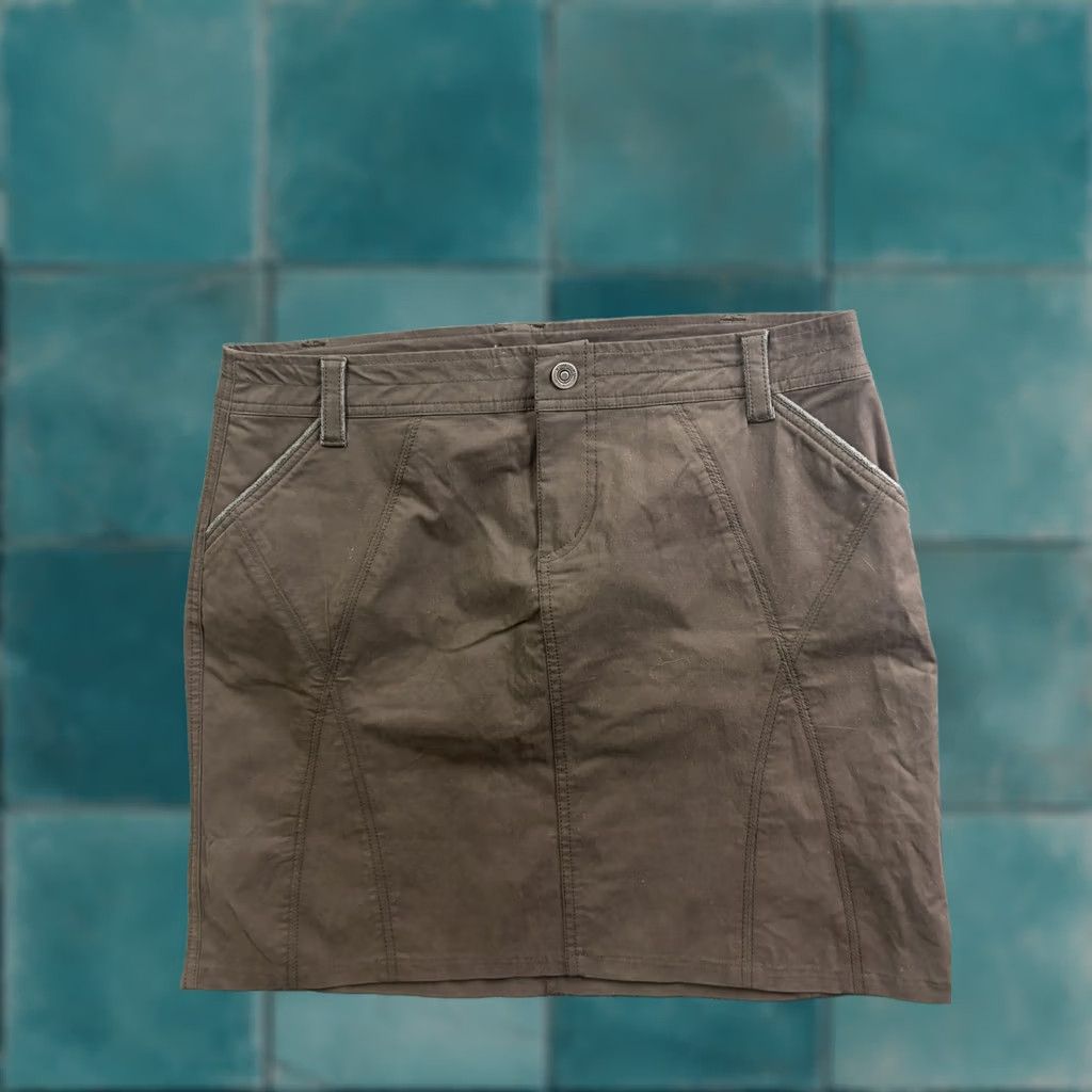 Vintage KÜHL Skirt Womens 12 Brown Twill Short Pockets Casual Stretch Travel Pencil Skirt Womens 12 Brown Twill Short Pockets Travel Casual Size 34" / US 12 / IT 48 - 1 Thumbnail