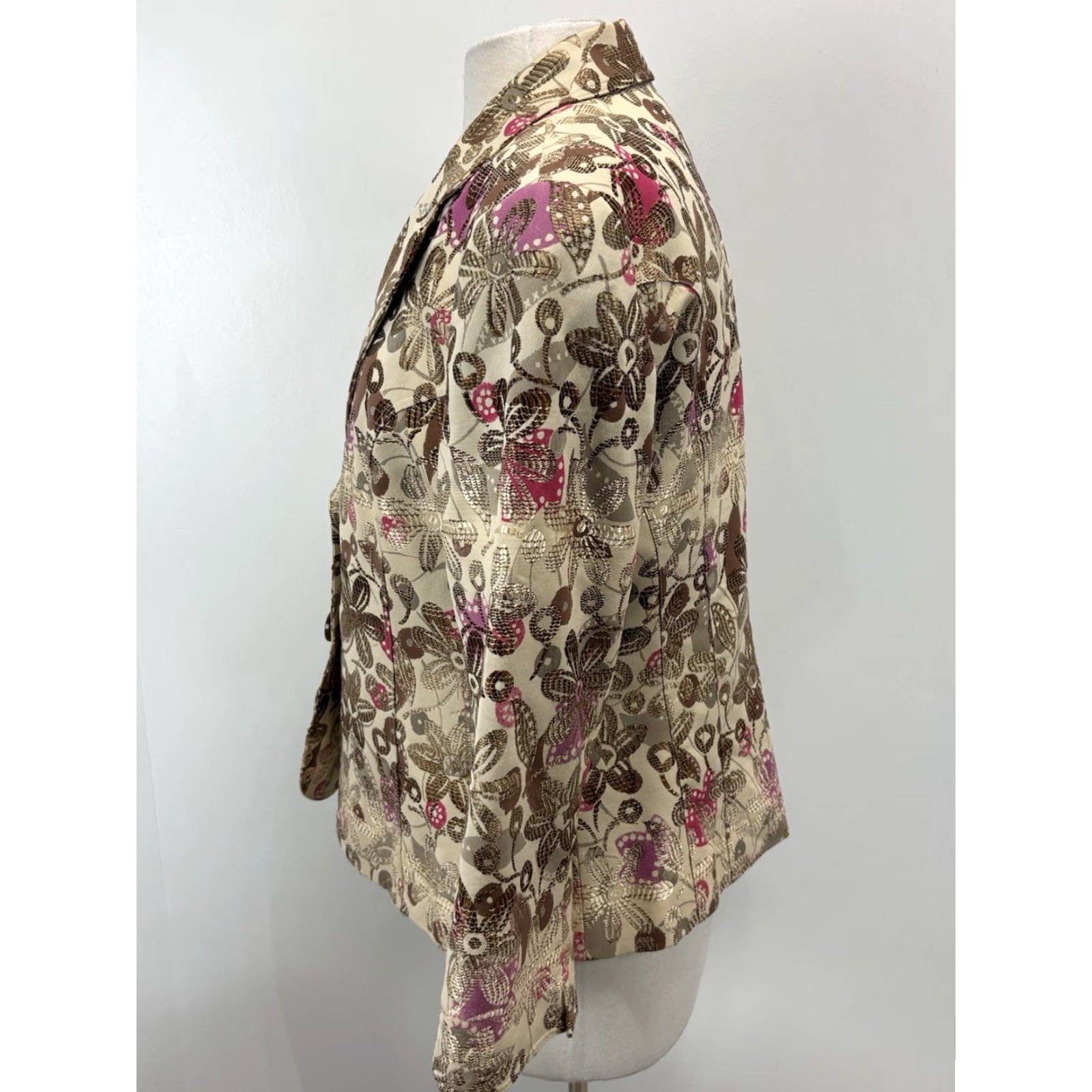 Vintage VINTAGE Lafayette 148 Floral Brocade Blazer Women’s Size 14 Brown Cream Business Party 90s Classic Size XL / US 12-14 / IT 48-50 - 2 Thumbnail