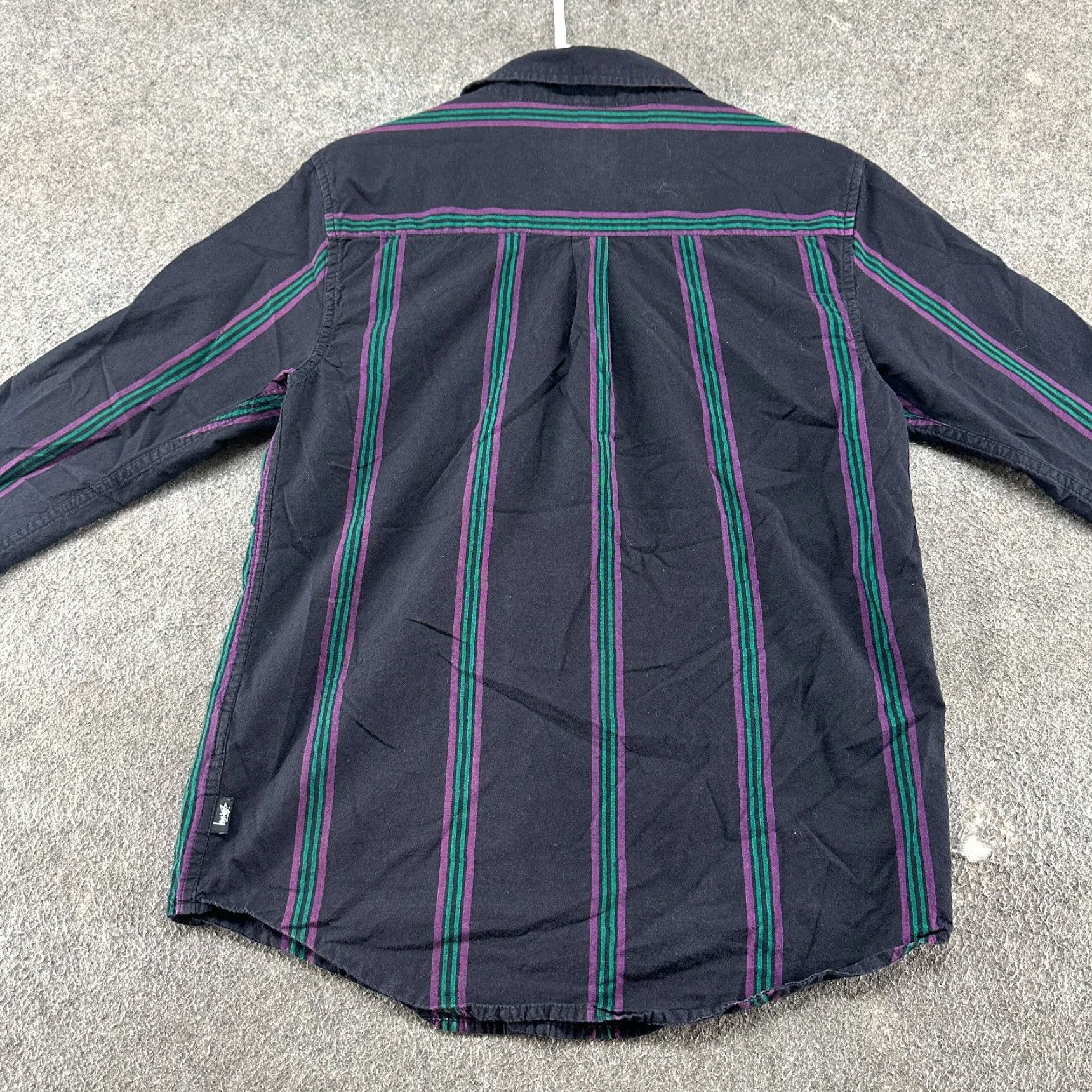 Pinko Stussy Shirt Mens Small Black Pink Green Long Sleeve Button Up Striped Cotton Size US S / EU 44-46 / 1 - 7 Thumbnail