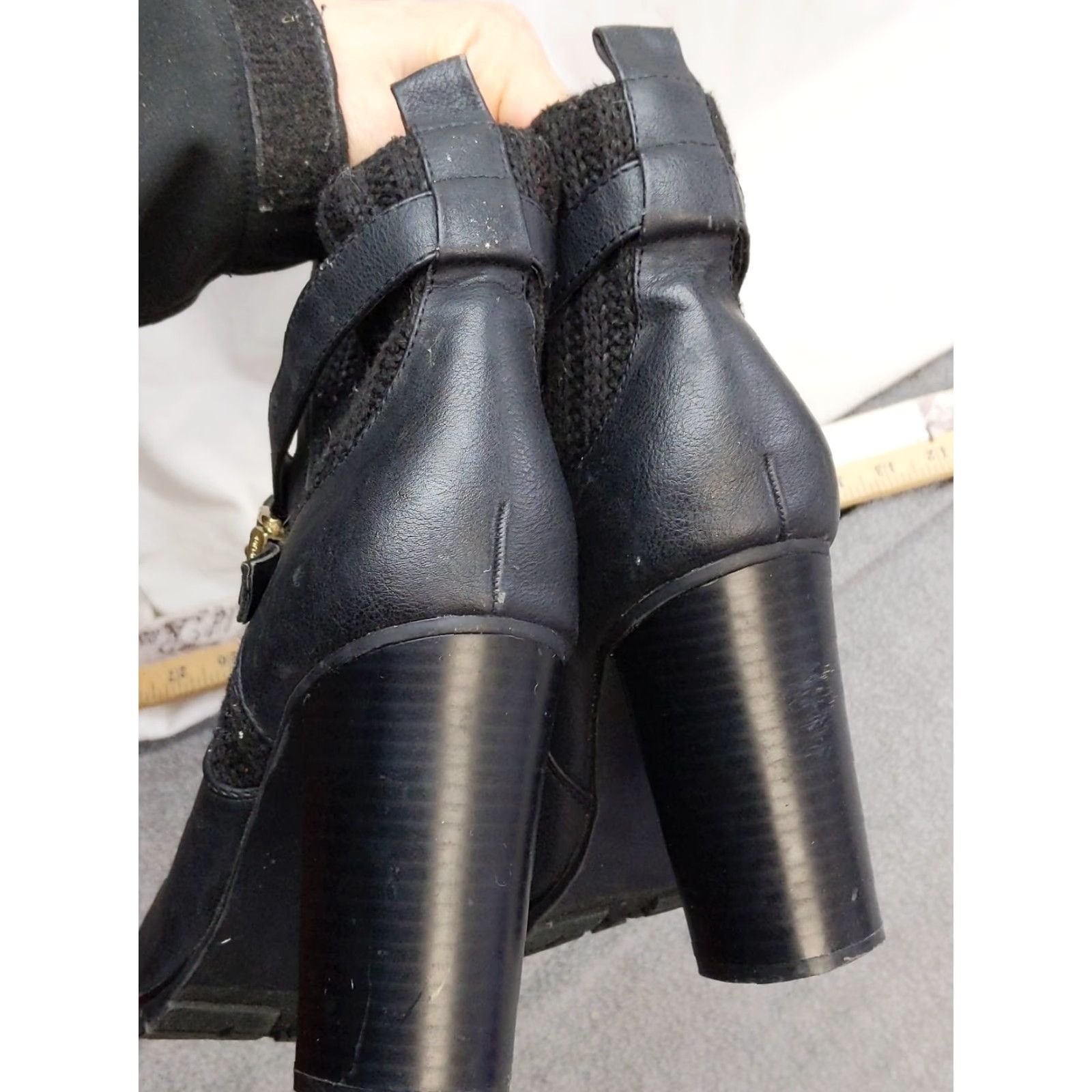 Juicy Couture Juicy Couture Boots Womens Size 9 Black Ankle Knit Buckle Zip Block Heel Booties Size US 9 / IT 39 - 7 Thumbnail