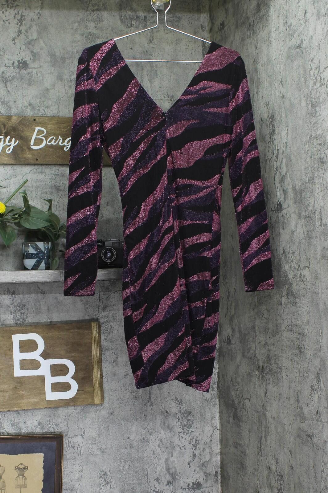 Signal Sport Siena Womens Long Sleeve Faux Wrap Mini Dress Purple Multi 8 Size M / US 6-8 / IT 42-44 - 2 Thumbnail