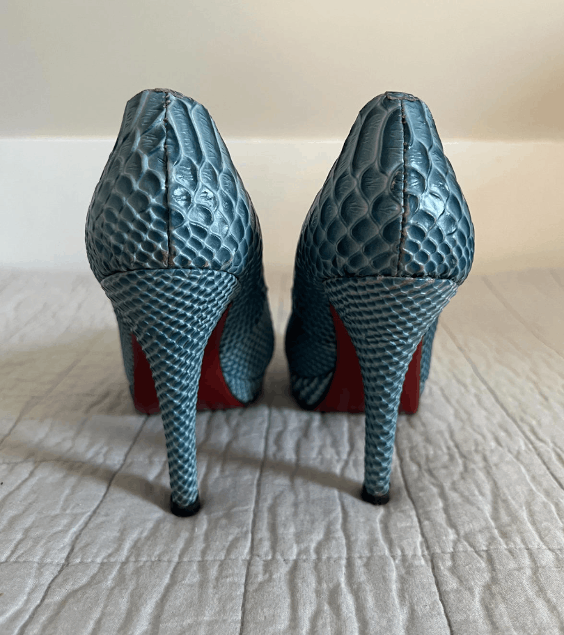 Christian Louboutin Authentic Christian Louboutin Blue Python Pumps, Size 38 Size US 7 / IT 37 - 2 Thumbnail