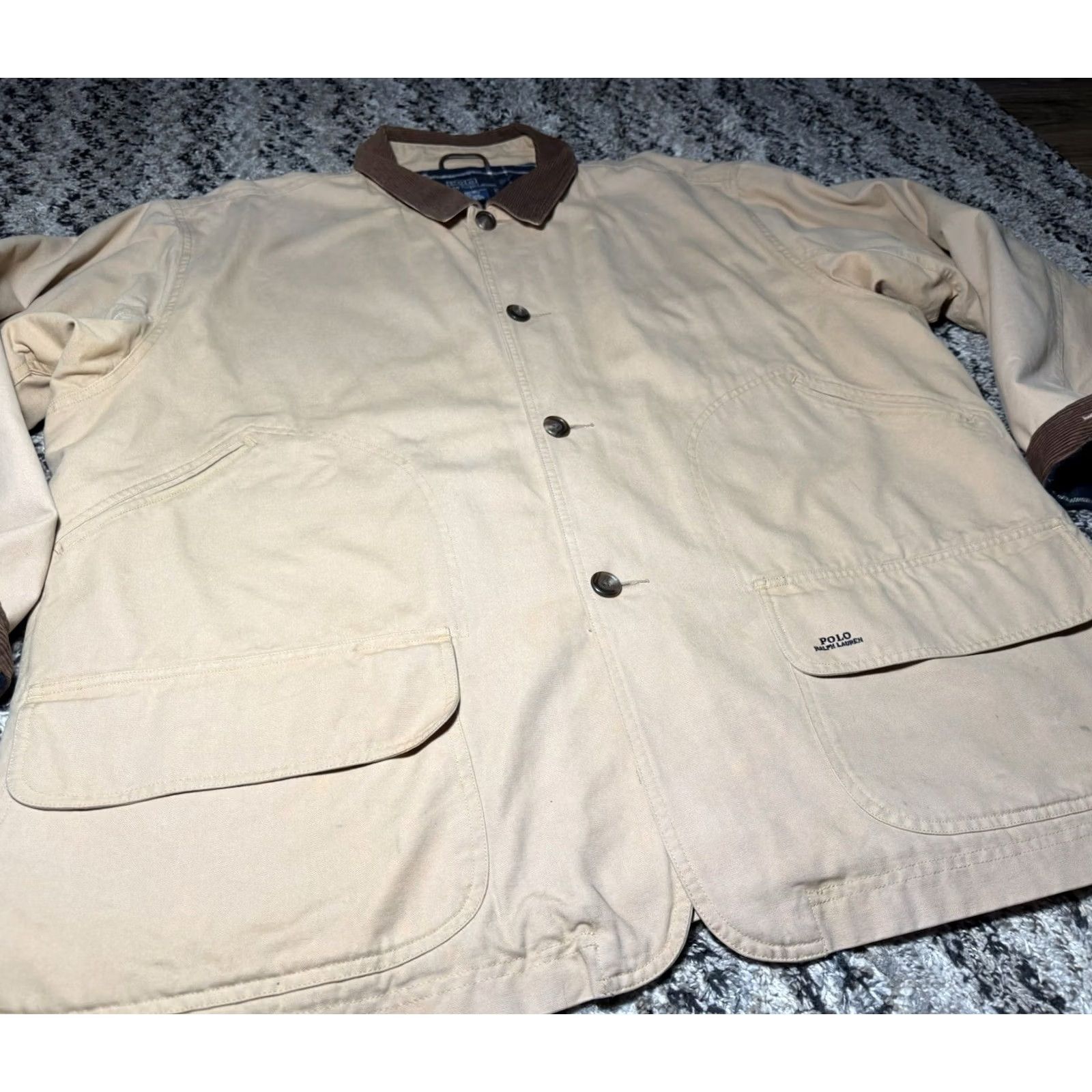 Polo Ralph Lauren VINTAGE POLO RALPH LAUREN Jacket Coat BARN FLANNEL LINED FIELD HUNTING OUTDOOR Beige 2XL Mens Size US XXL / EU 58 / 5 - 4 Thumbnail