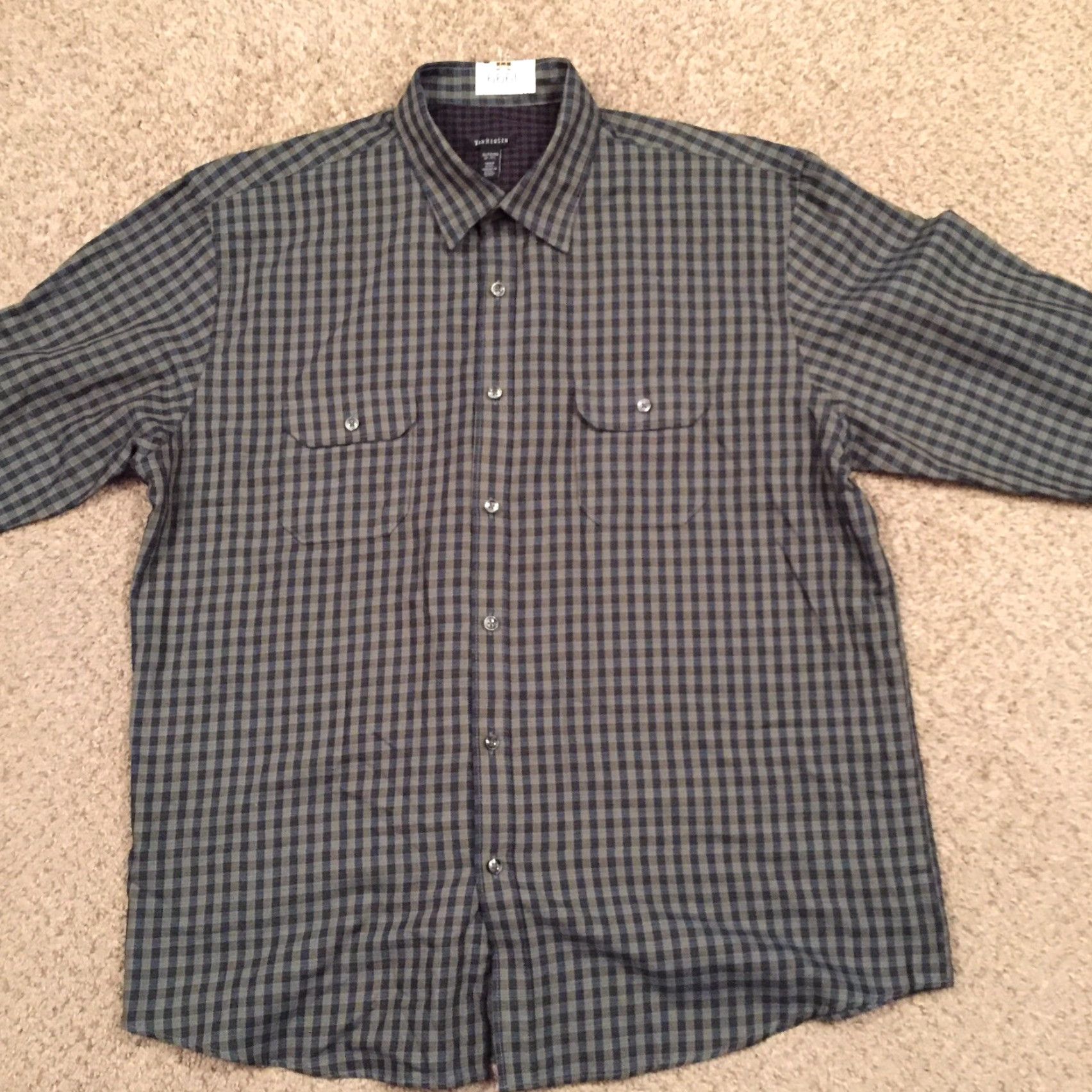 Van Heusen Van Heusen Shirt Mens XL Blue Plaid Long Sleeve Button-Up Pockets Size US XL / EU 56 / 4 - 5 Thumbnail