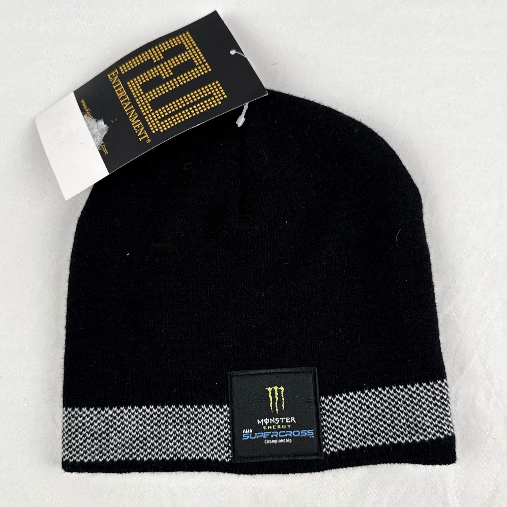 Vintage Monster Energy Beanie Hat Black SX Knit Cap NWT AMA Racing Beanie Headwear Mens One Size Knit Black SX Patch Front 90s? Size ONE SIZE - 2 Thumbnail