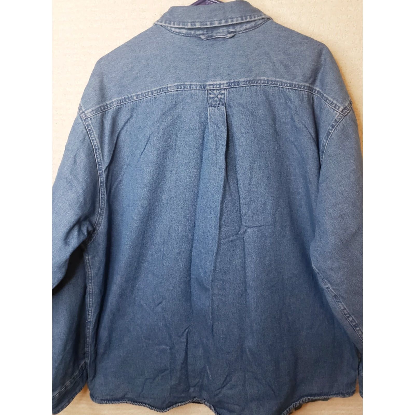 Basic Editions BASIC EDITIONS Denim Shirt Jacket XL Western Blanket Lined Quilt Lined Sleeves Shaket Jacket Blue Solid 52" Chest Regular Men XS? Size US XL / EU 56 / 4 - 6 Thumbnail