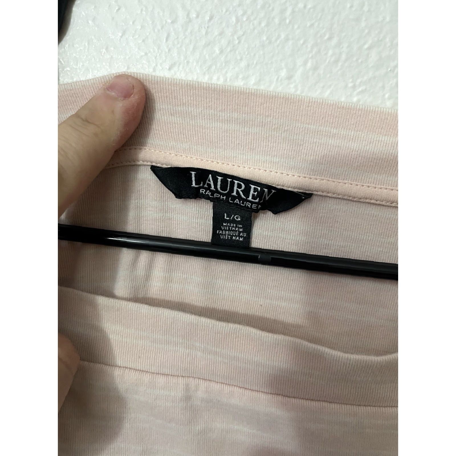Ralph Lauren VINTAGE Lauren Ralph Lauren Women's Striped Boat Neck Top Sz L Pink Cotton Casual Size L / US 10 / IT 46 - 2 Thumbnail