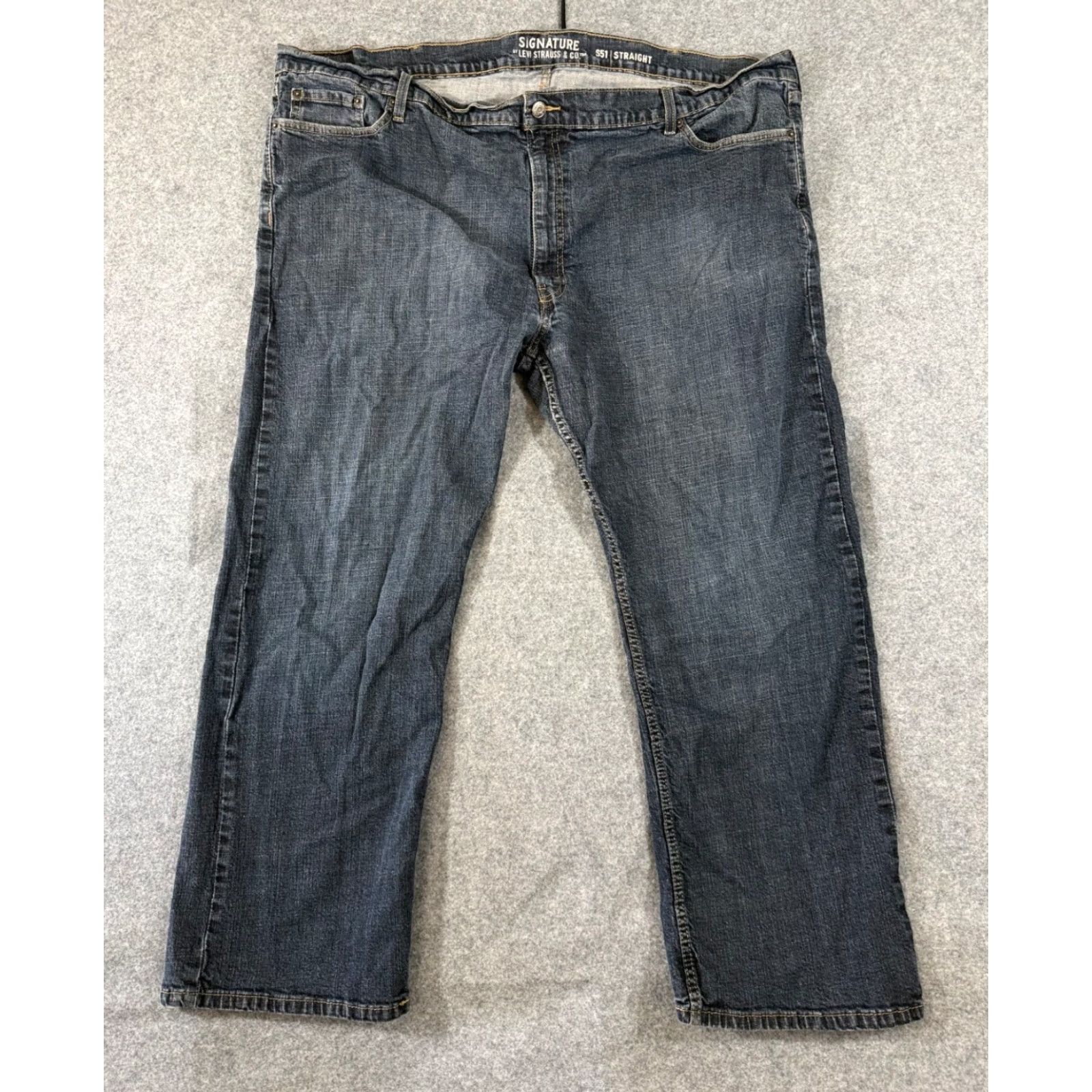 Levi's Levi's Signature S51 Jeans Mens 50x30 Blue Denim Straight Leg Stretch Dark Wash Jeans Mens Color Blue 5-Pocket City Career Outdoor Size US 34 / EU 50 - 2 Thumbnail