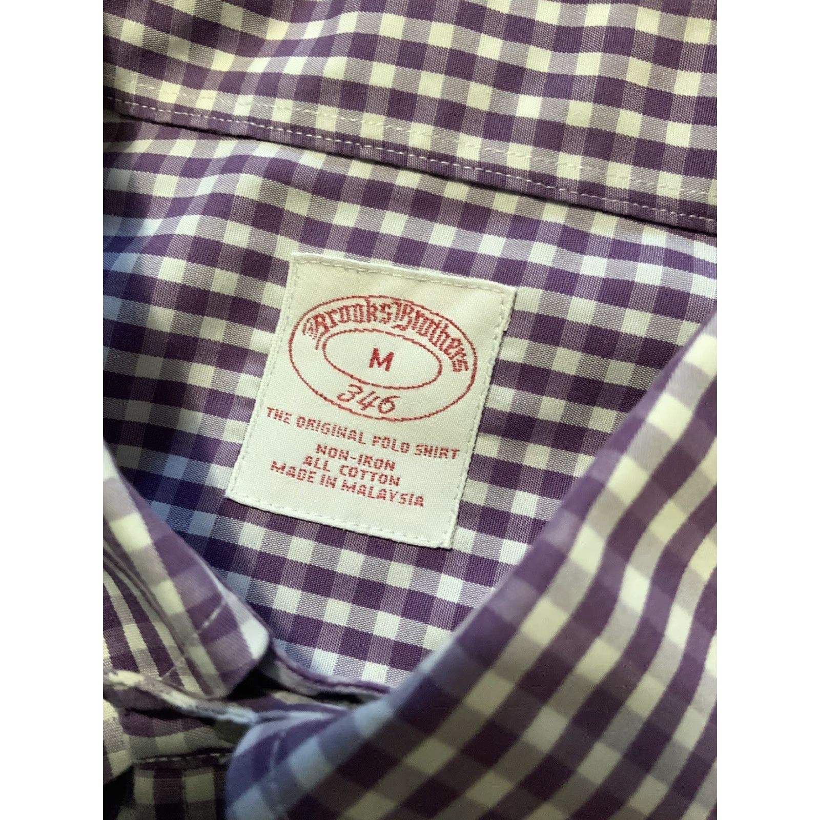 Brooks Brothers VINTAGE Brooks Brothers Polo Shirt The Original 346 Purple White Non Iron Button Front Dress Shirt M Mens Size US M / EU 48-50 / 2 - 6 Thumbnail