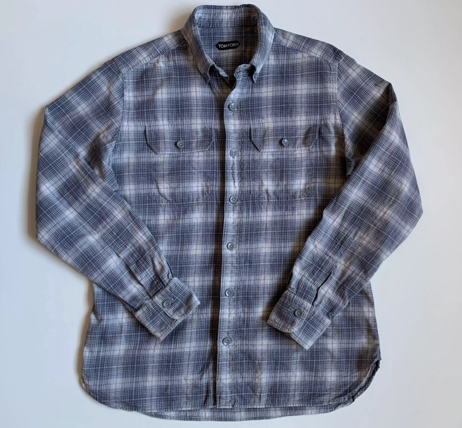 Tom Ford Slim Fit Button Down Collar Checked Shirt Flannel Size 43 Size US M / EU 48-50 / 2 - 2 Thumbnail