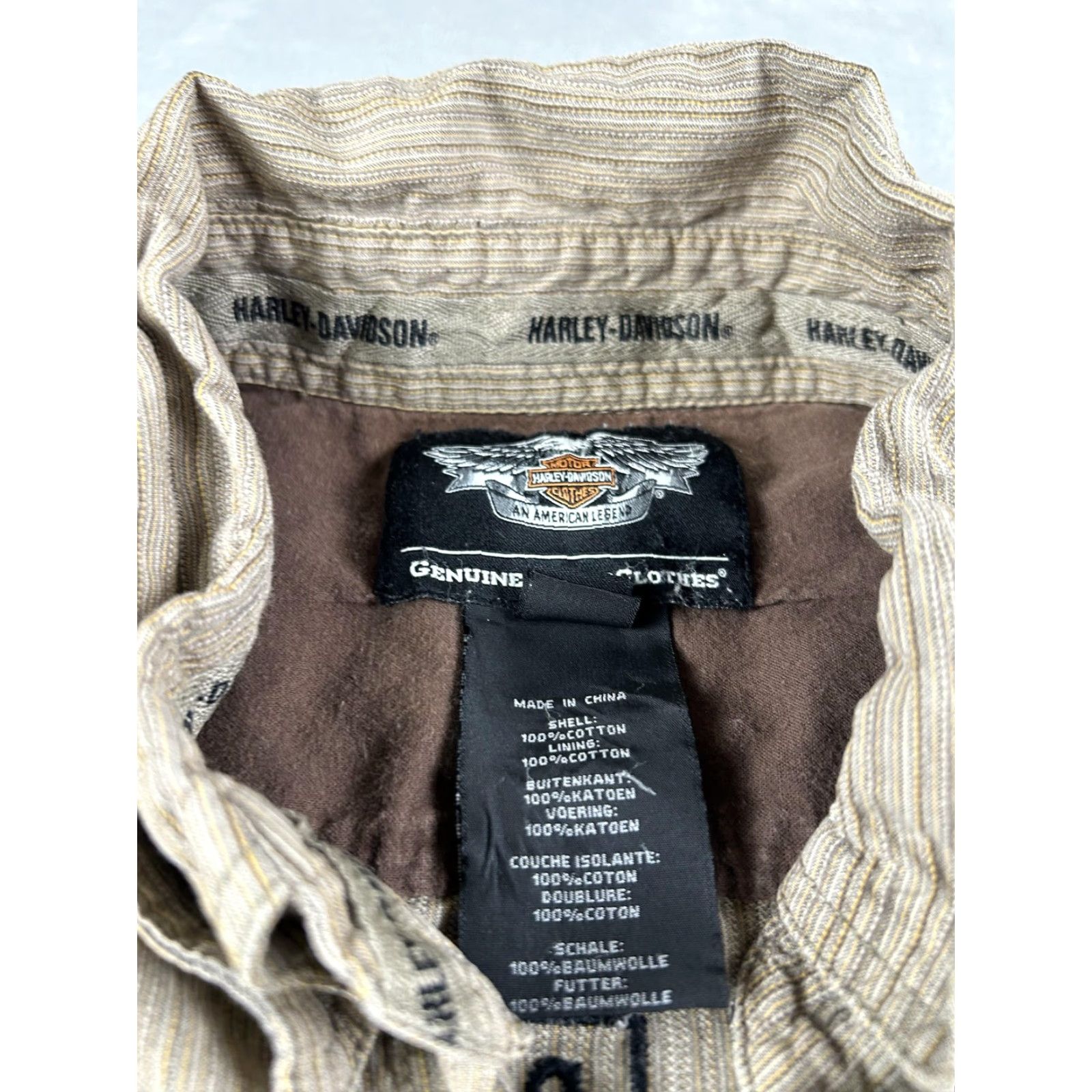 Harley Davidson Harley Davidson Shirt Mens 2XL Brown Striped Lined Button Up Genuine Motorcycles Size US XXL / EU 58 / 5 - 6 Thumbnail