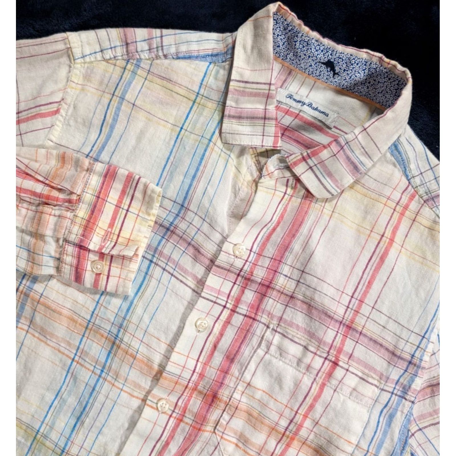 Tommy Bahama Tommy Bahama Button-Up Shirt Long Sleeve Linen Plaid Ivory White M Men’s Size US M / EU 48-50 / 2 - 2 Thumbnail