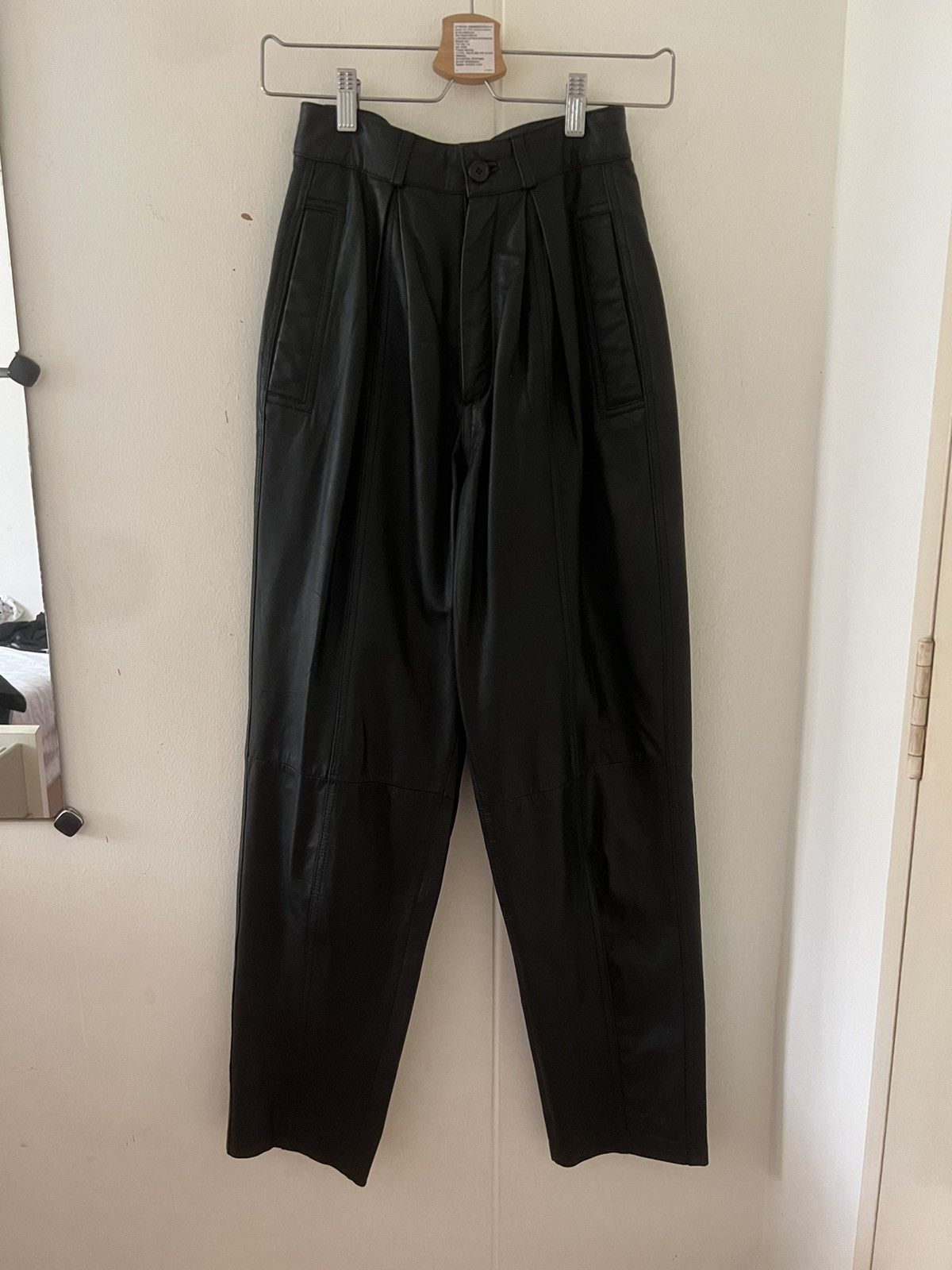 Vintage Real Leather Pants Size 24" / US 00 / IT 34 - 1 Thumbnail