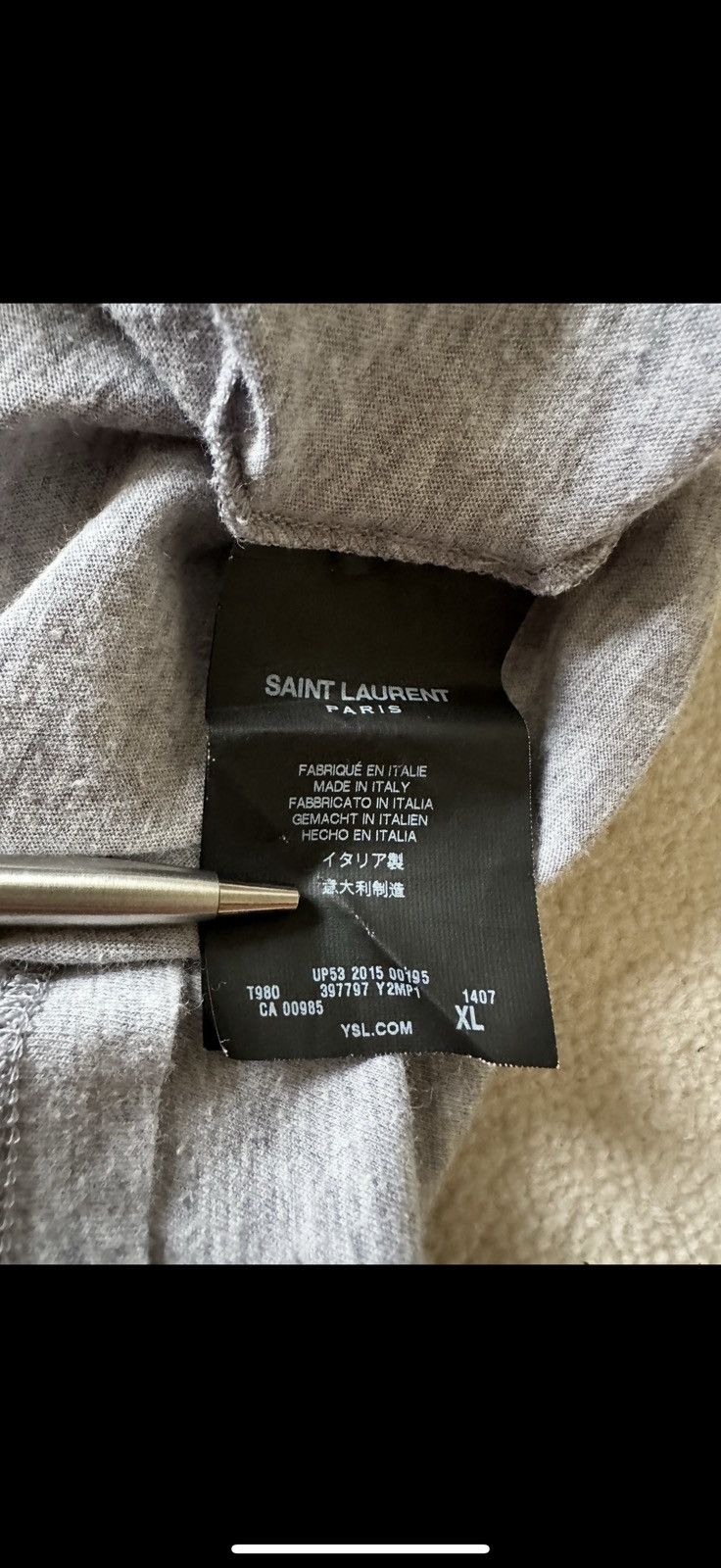 Saint Laurent Paris FW15 Saint Laurent runway show grey t shirt XL Hedi Slimane Size US XL / EU 56 / 4 - 9 Thumbnail