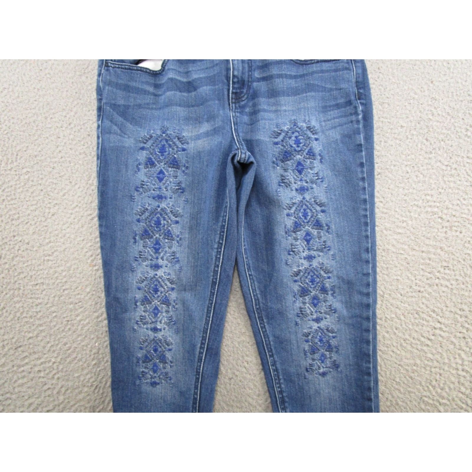 Wrangler Wrangler Womens Embroidered Aztec Navajo Skinny Jeans Junior 11/28 Blue Cotton Denim 5-Pocket Womens Jeans Aztec Vintage: No Size 32" / US 10 / IT 46 - 2 Thumbnail