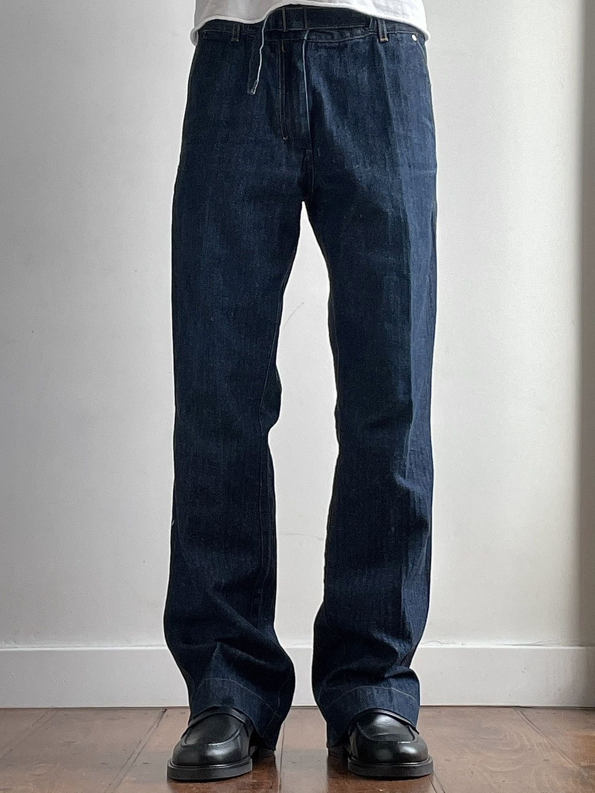 YSL Rive Gauche 2003 Flared Belted Denim Jeans