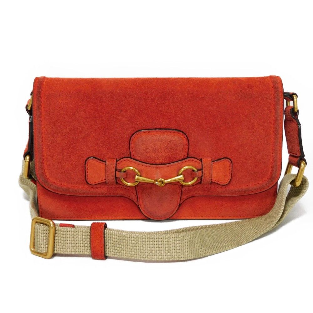 Gucci Gucci Horsebit Convertible Wallet Suede 2Way Shoulder Bag Suede Shoulder Bag 382275 in Red, Women's