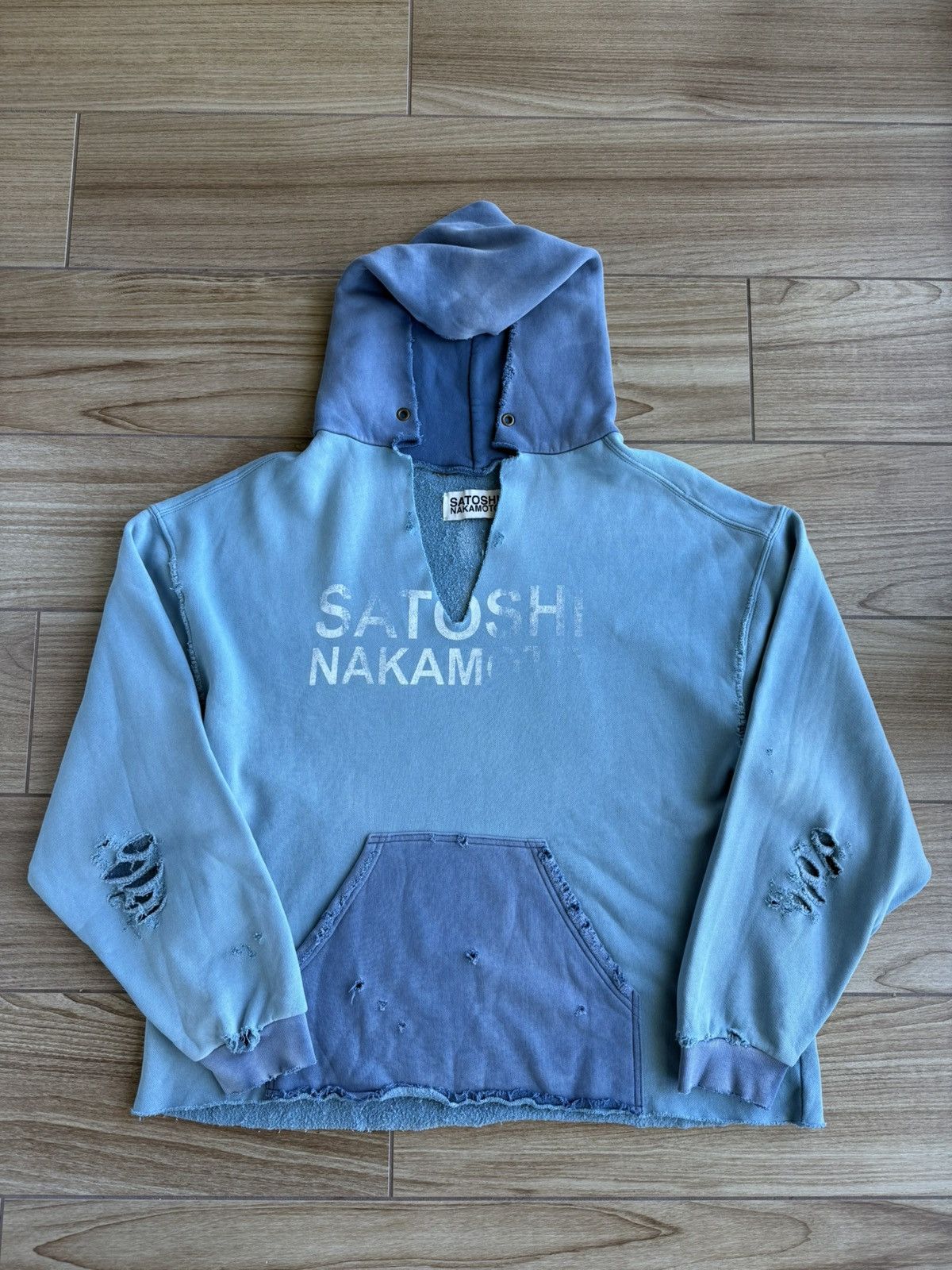 Satoshi Nakamoto Distructo Hoodie Blue