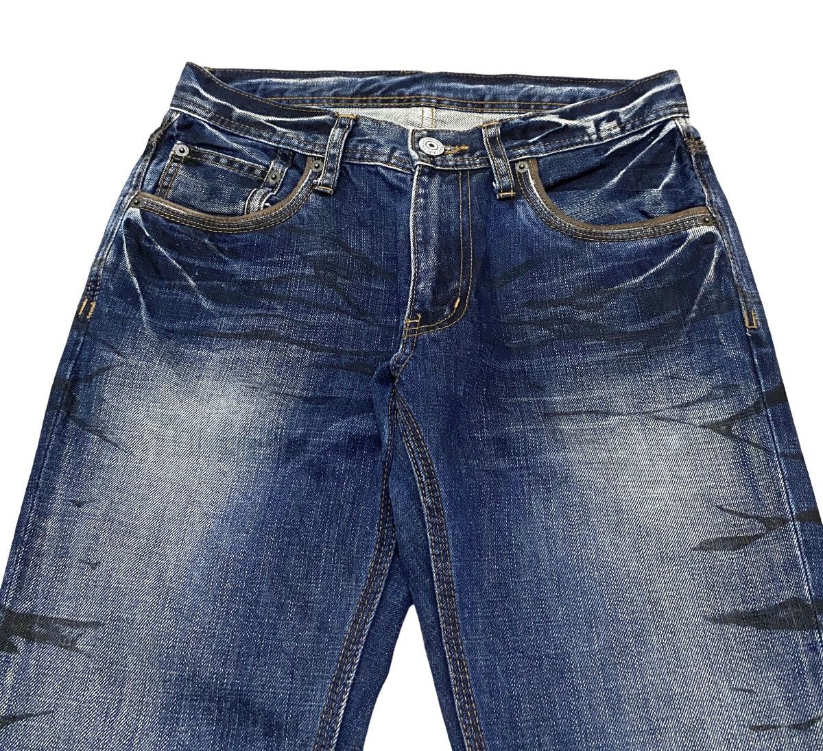 Le Grande Bleu (L.G.B.) Rare Design Vintage Edge Rupert Waxed Flared Jeans 1990s Size US 30 / EU 46 - 3 Thumbnail