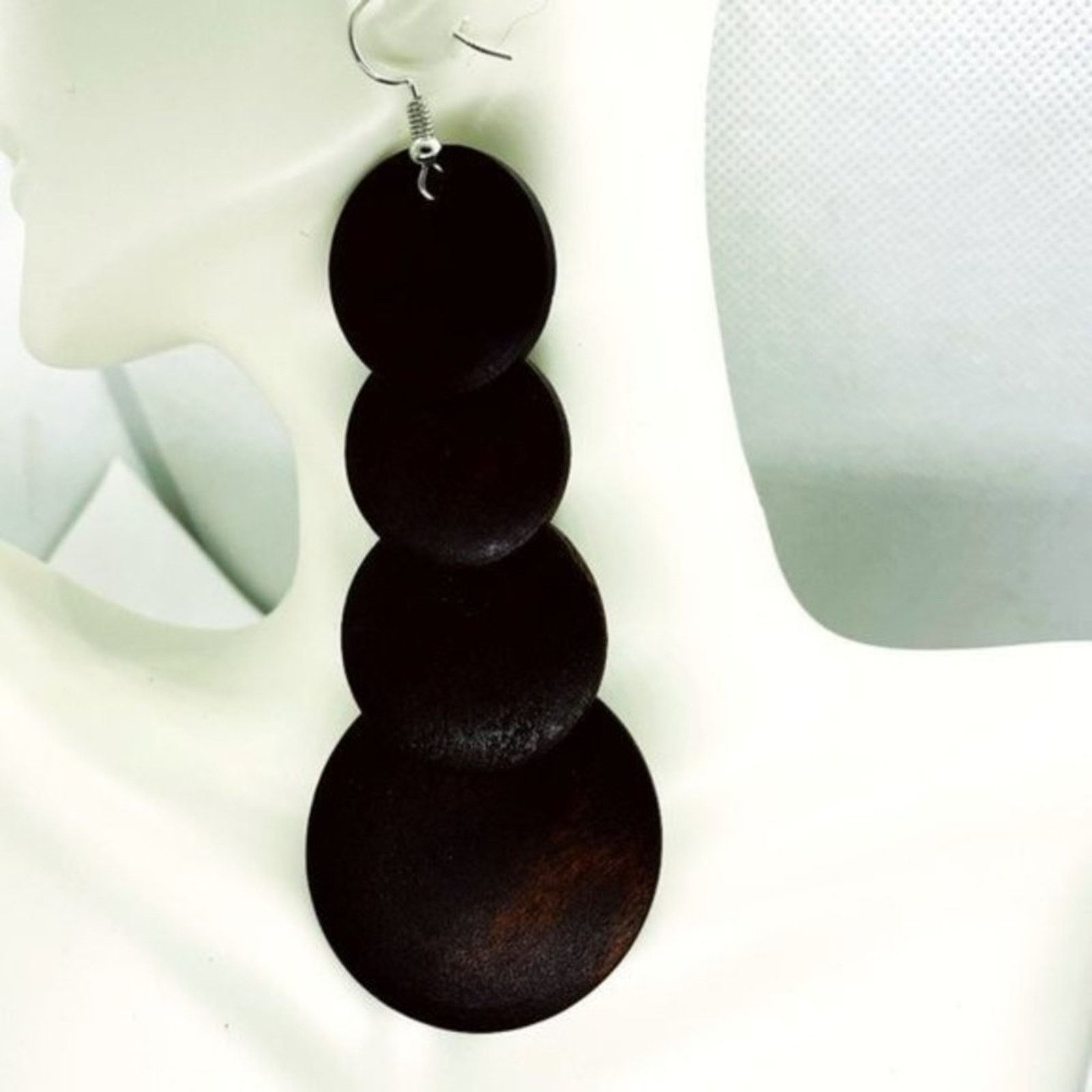 Other NWT Brown Wood Layered Circle Tiered Dangle Earrings Size ONE SIZE - 1 Thumbnail