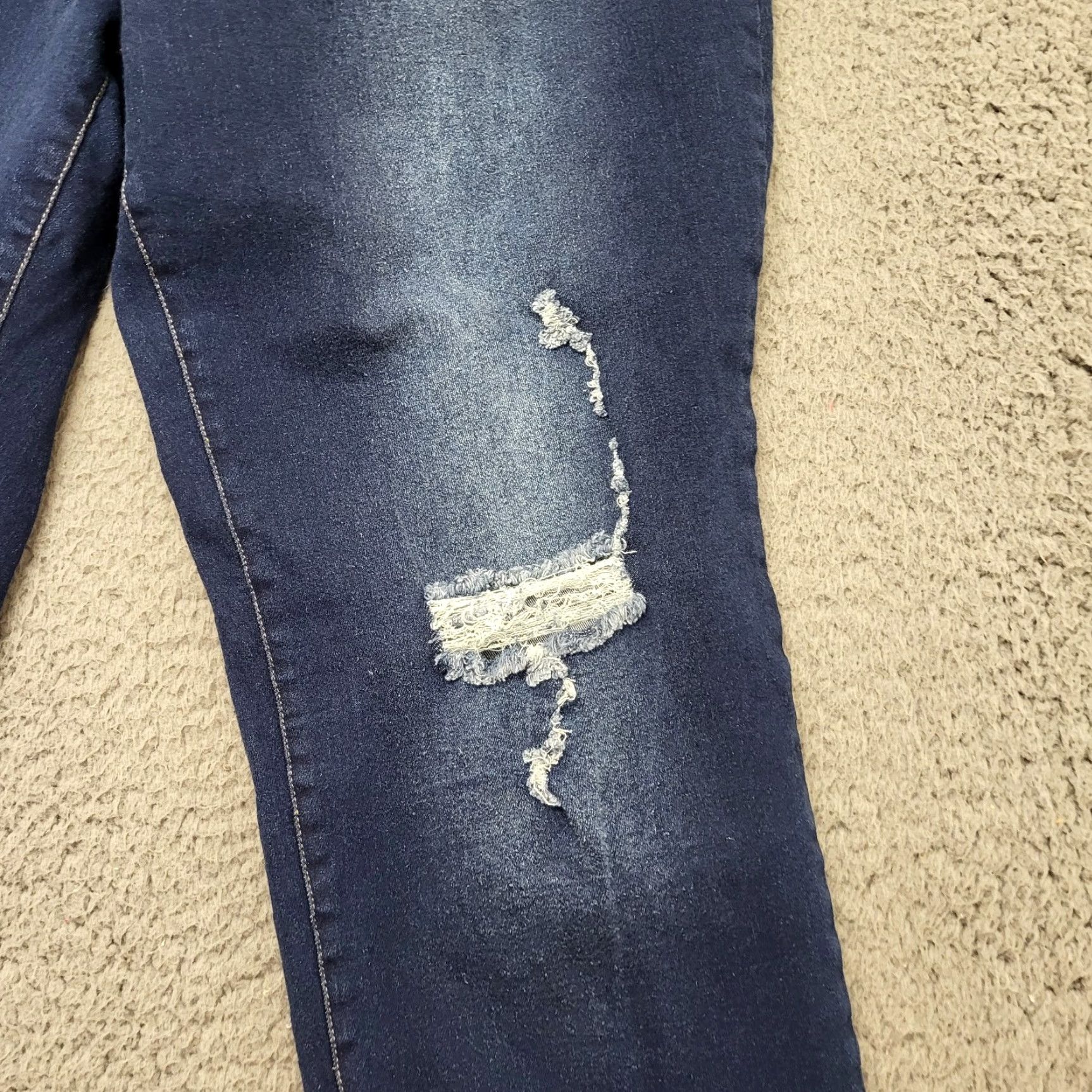 Vintage Chic Soul Womens Jeans 1X Blue Distressed Skinny Straight Leg 34x26 Pockets Size 40" / US 18 - 4 Thumbnail