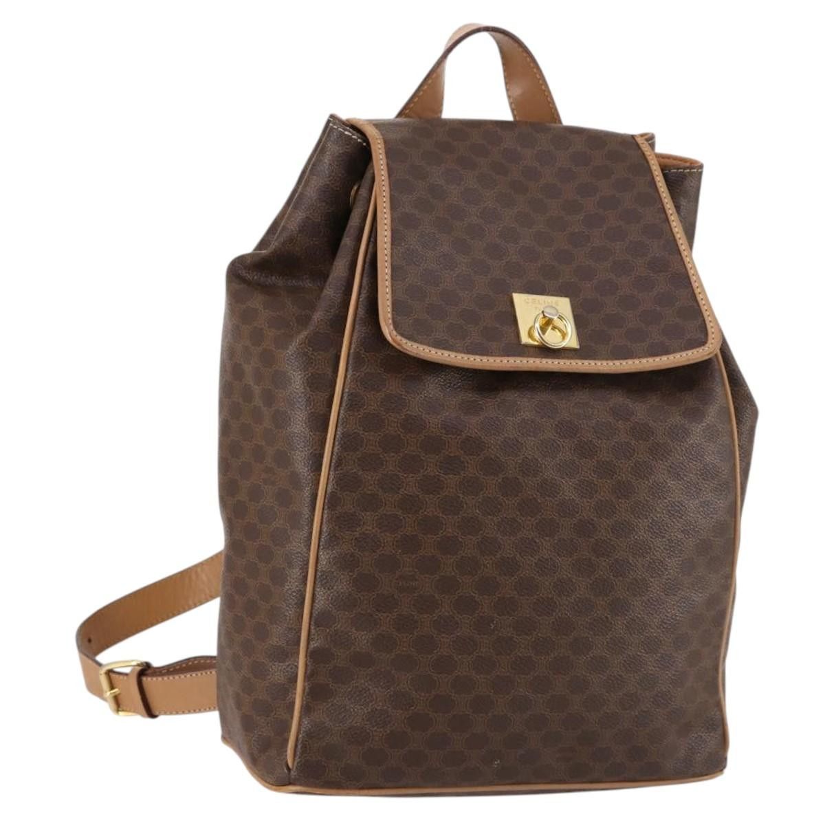 Celine CELINE Macadam Canvas Backpack Pvc Leather Brown Gold Size ONE SIZE - 1 Thumbnail