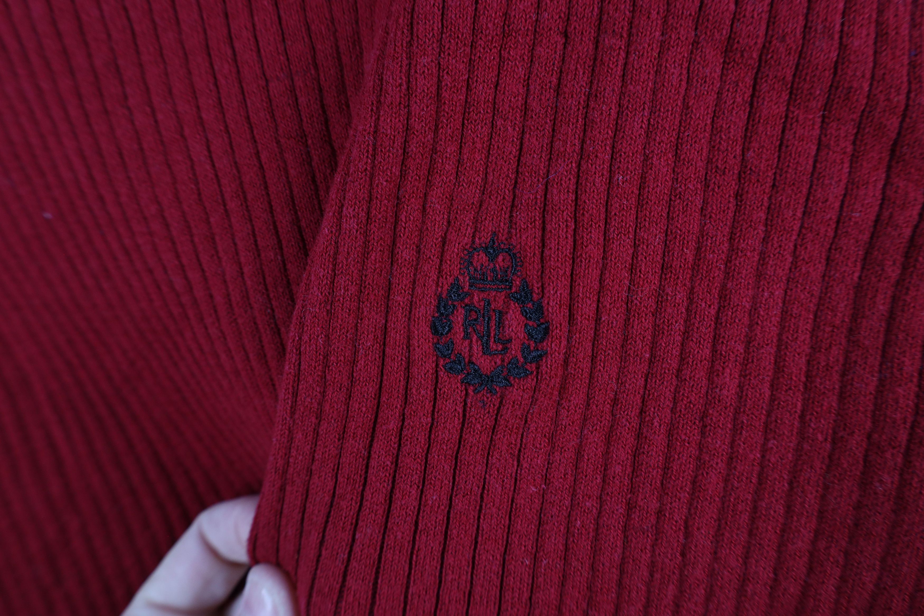Ralph Lauren × Vintage Vintage 90s Ralph Lauren Ribbed Knit Turtleneck Sweater Red Size S / US 4 / IT 40 - 4 Thumbnail