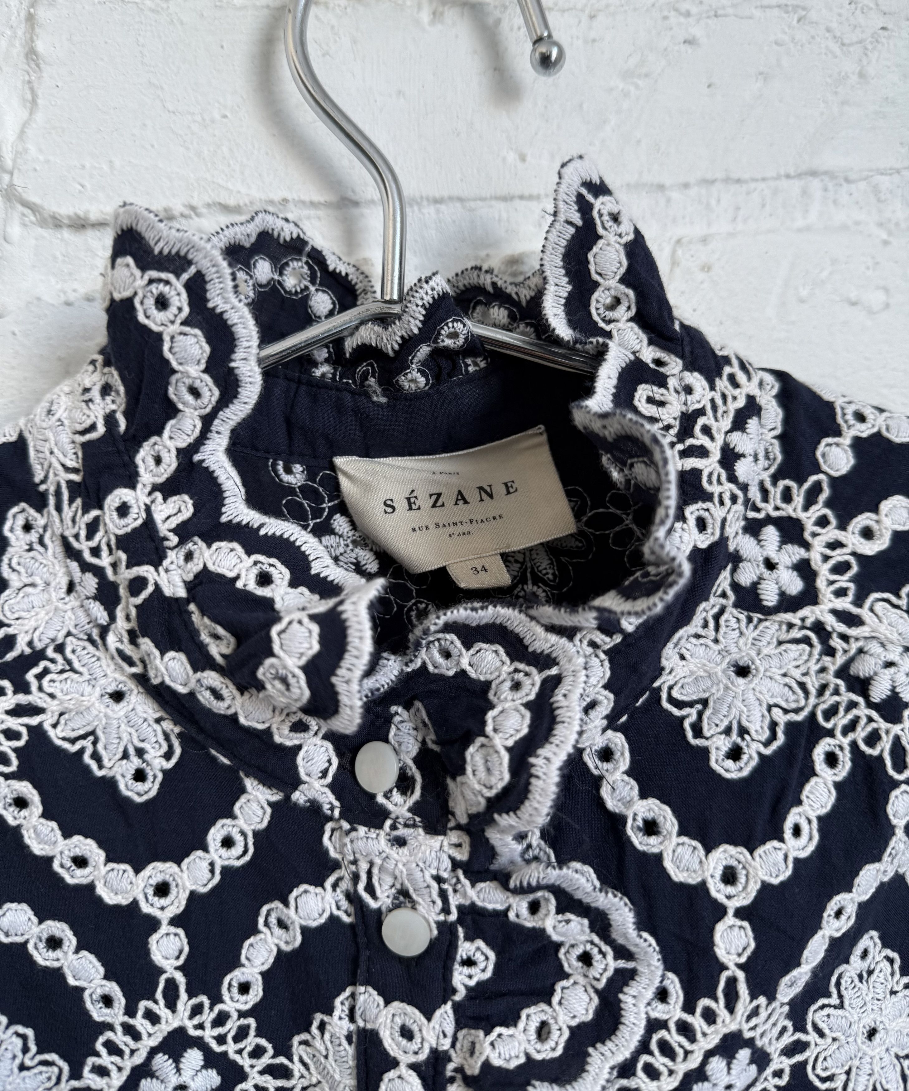 Sezane Sezane Paris Embroidered cotton blouse Size S / US 4 / IT 40 - 3 Thumbnail