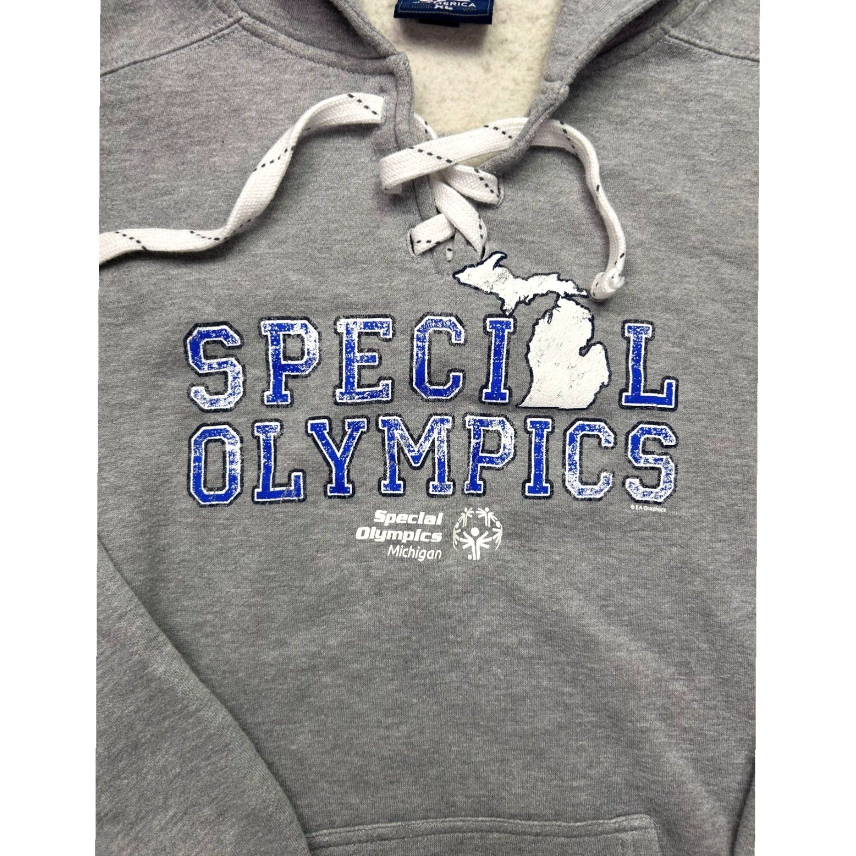 Vintage Special Olympics Michigan Hoodie Mens XL Gray Pullover J America Sweatshirt Size US XL / EU 56 / 4 - 3 Thumbnail