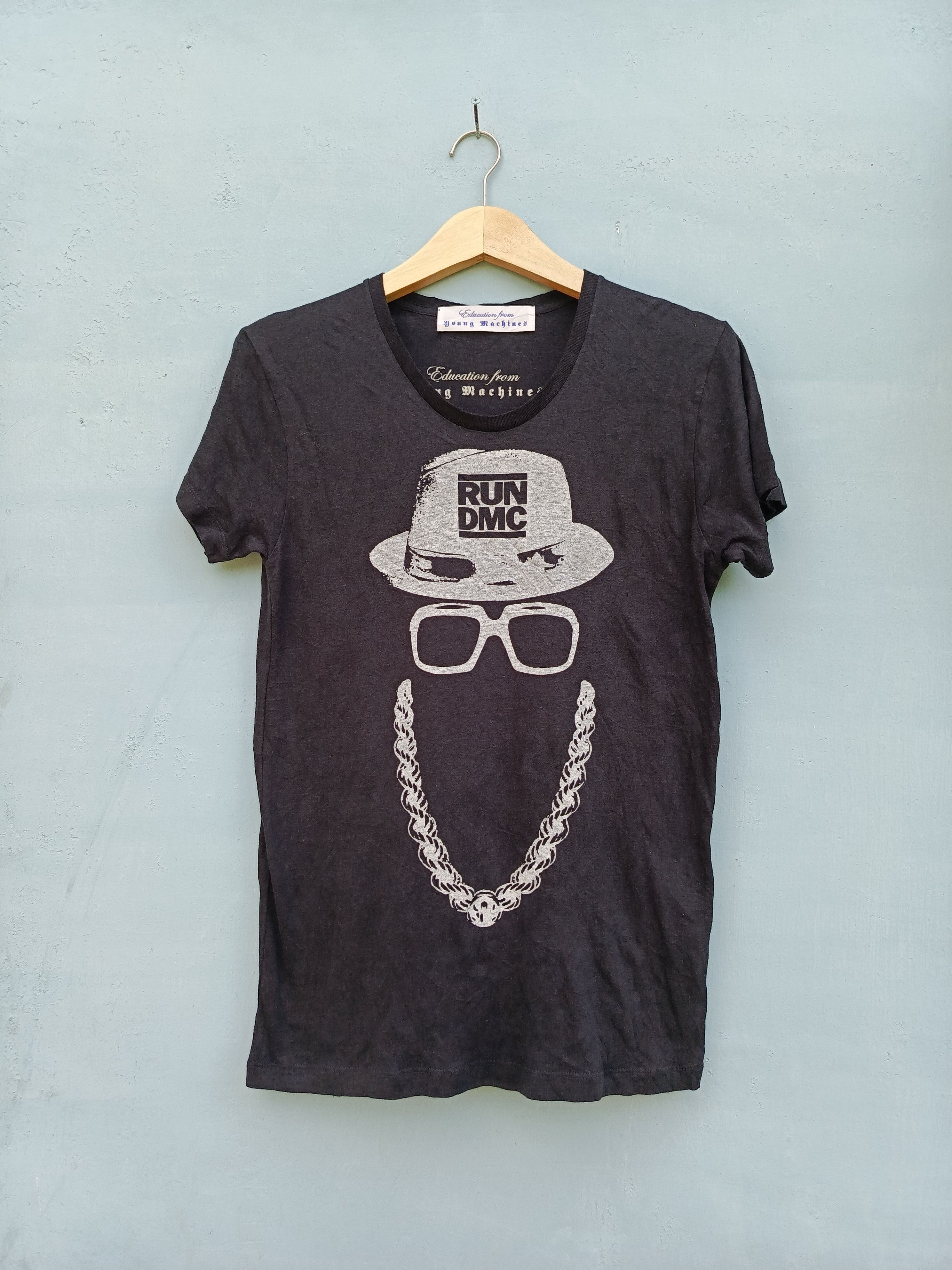 image of Rap Tees x Run Dmc Education From Young Machines Tshirt in Black, Women's (Size XS)