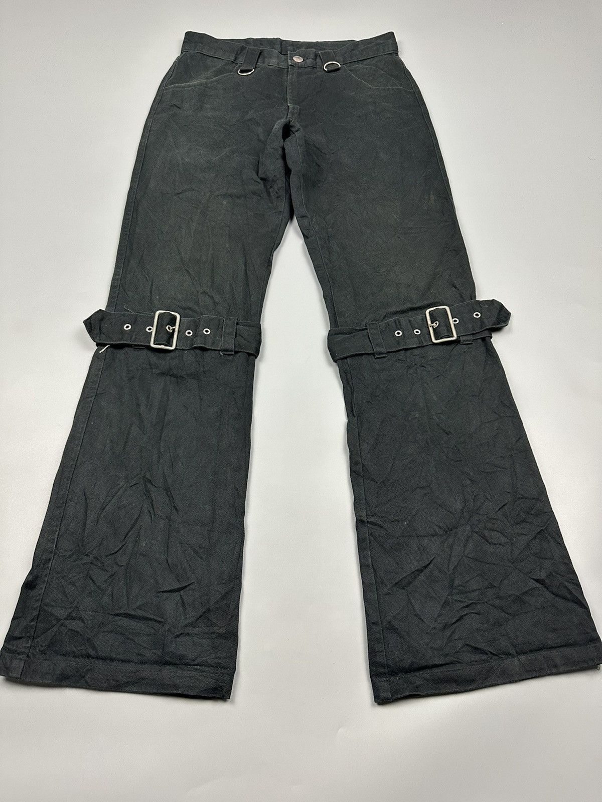 If Six Was Nine × Le Grande Bleu (L.G.B.) 🔥Flared🔥 Secret Agents Bondage Punk Flared Pants Size US 28 / EU 44 - 3 Thumbnail