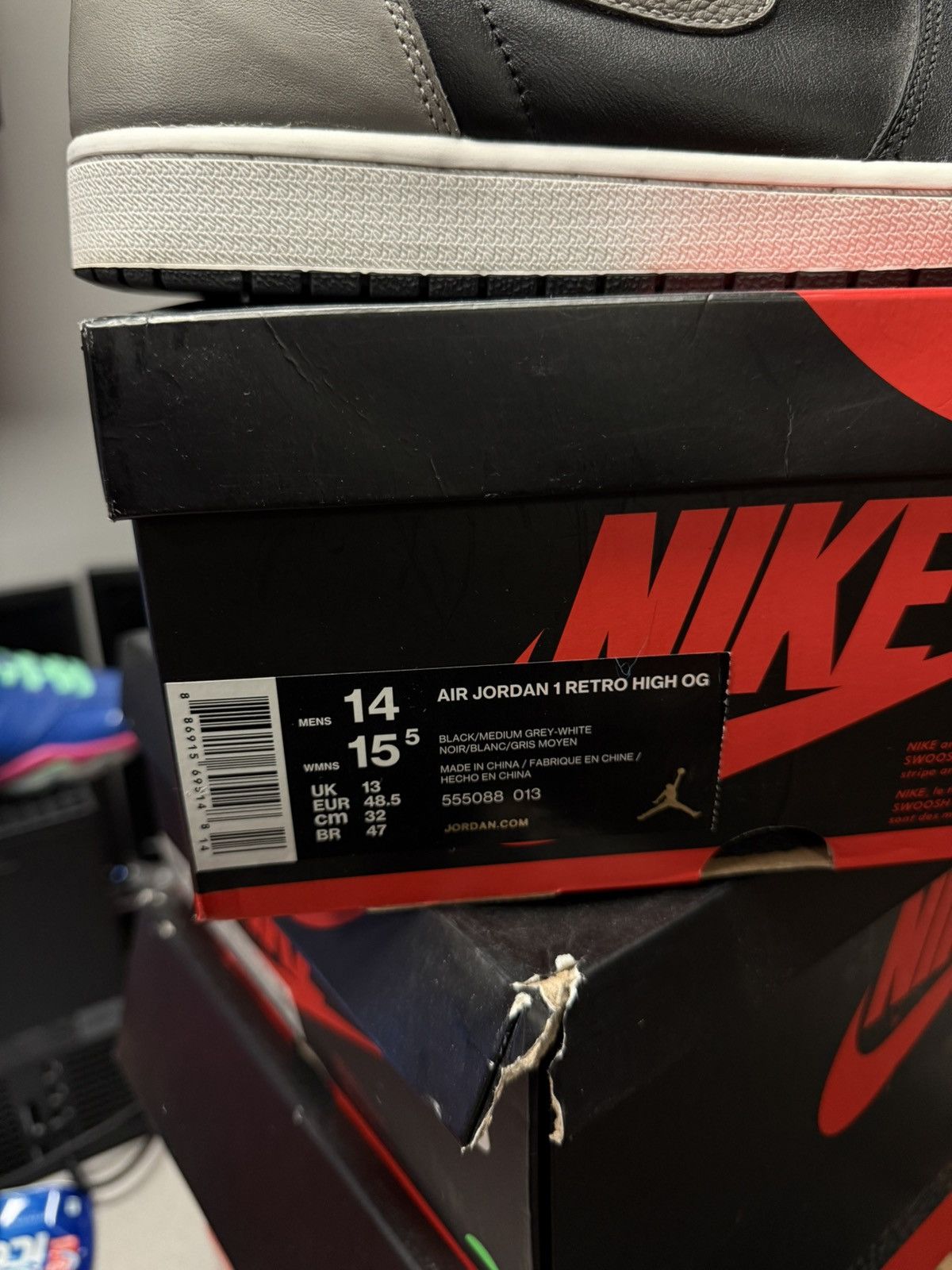 Jordan Brand × Nike Jordan 1 High Shadow Toe (2018) Size 14 Pre Owned Size US 14 / EU 47 - 13 Thumbnail