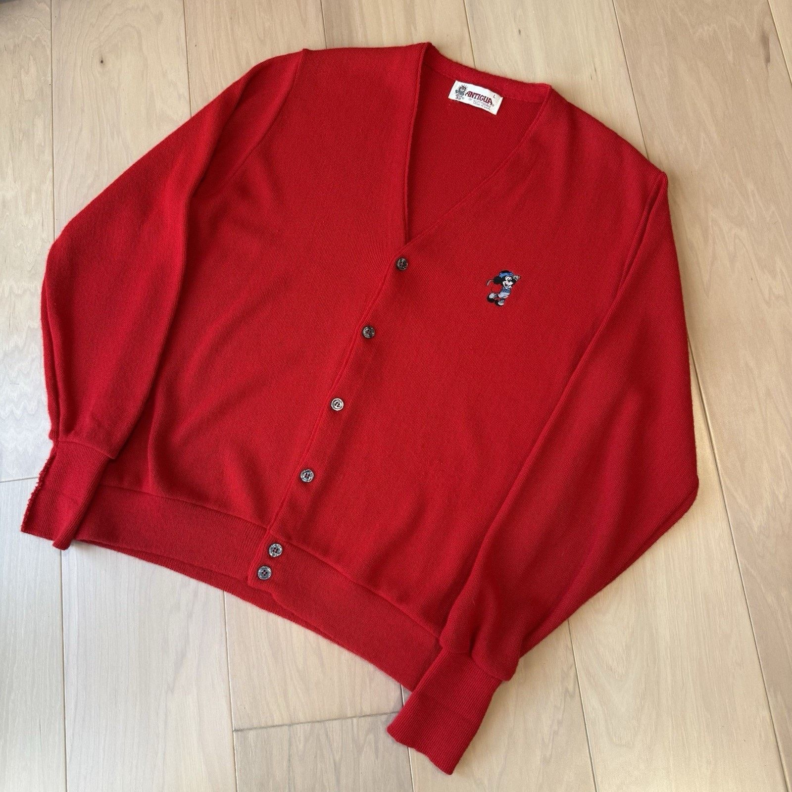 Disney Vintage Disney Mickey Mouse Cardigan L Red Acrylic Sweater Size US L / EU 52-54 / 3 - 10 Thumbnail