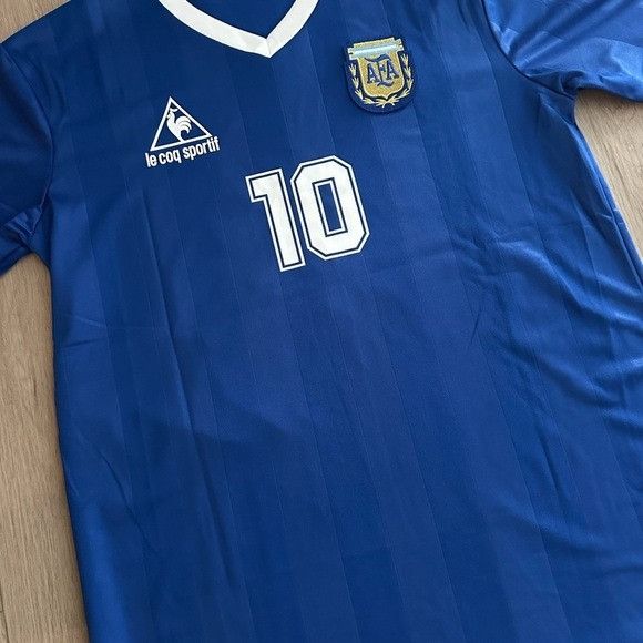 Le Coq Sportif Maradona Soccer Jersey Argentina 1986 Away Blue FWC Diego Sh Size US L / EU 52-54 / 3 - 7 Thumbnail