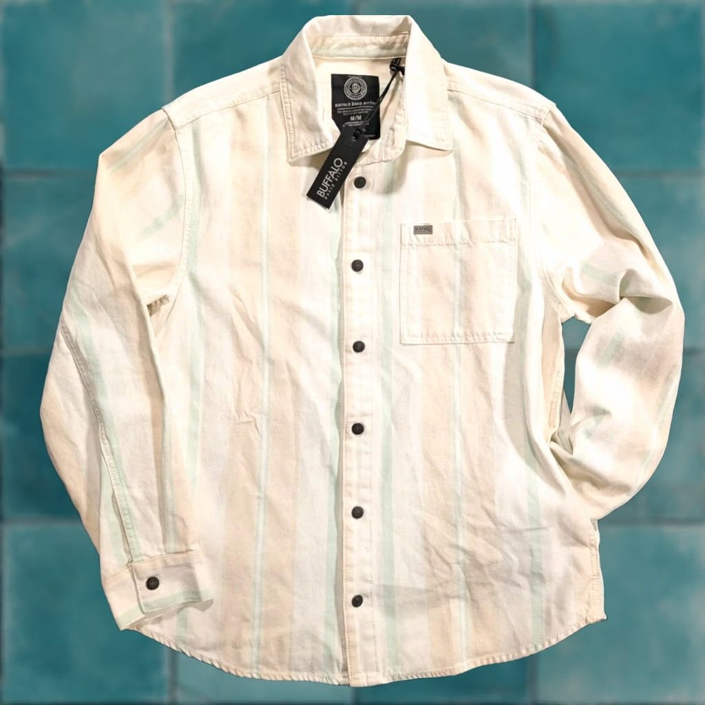 Buffalo David Bitton Buffalo David Bitton Button-Up Denim Shirt White Mens M NWT Shacket Casual Cotton Denim Shirt White Mens M NWT Size US M / EU 48-50 / 2 - 1 Thumbnail