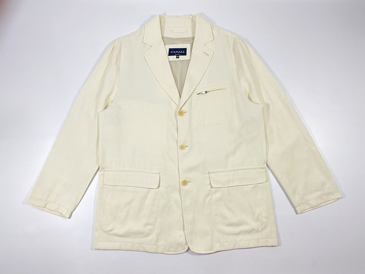 Canali 🔥LASTDROP🔥 Canali Milk Nylon Zip Pocket Blazer Nylon Jacket Size US XL / EU 56 / 4 - 25 Thumbnail