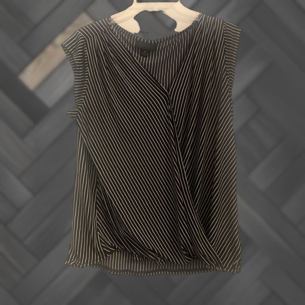 Worthington Worthington Blouse Sleeveless Top Women M Black White Striped Multicolor Pattern Colorful 90s? Size M / US 6-8 / IT 42-44 - 1 Thumbnail