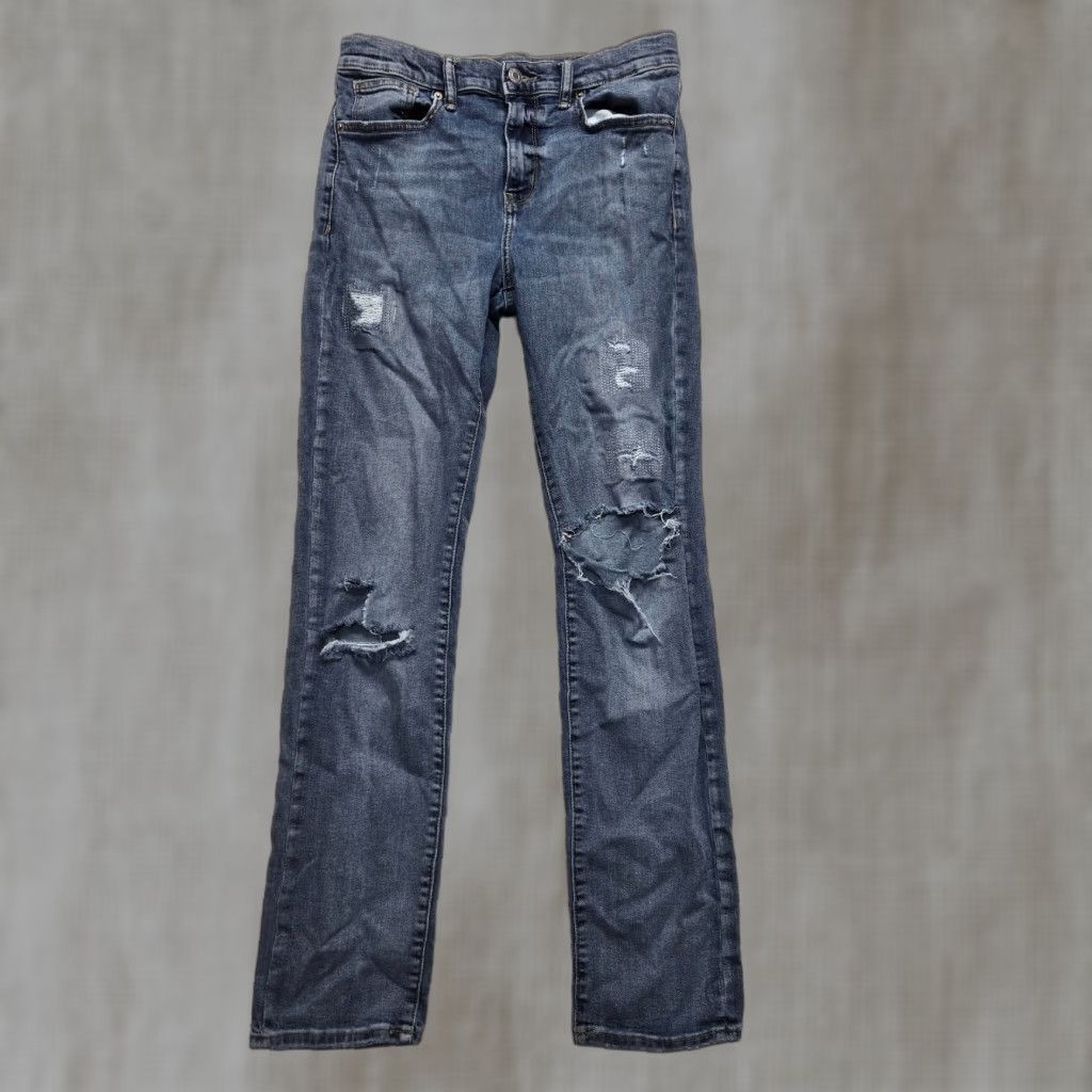Old Navy Old Navy Jeans Womens Slim Mid Rise Blue Denim 28 Inseam 30 16 80s 90s Retro Classic Stretch Pockets Distressed Button Zip Casual Regular Womens Jeans Size 38" / US 16 / IT 52 - 1 Thumbnail
