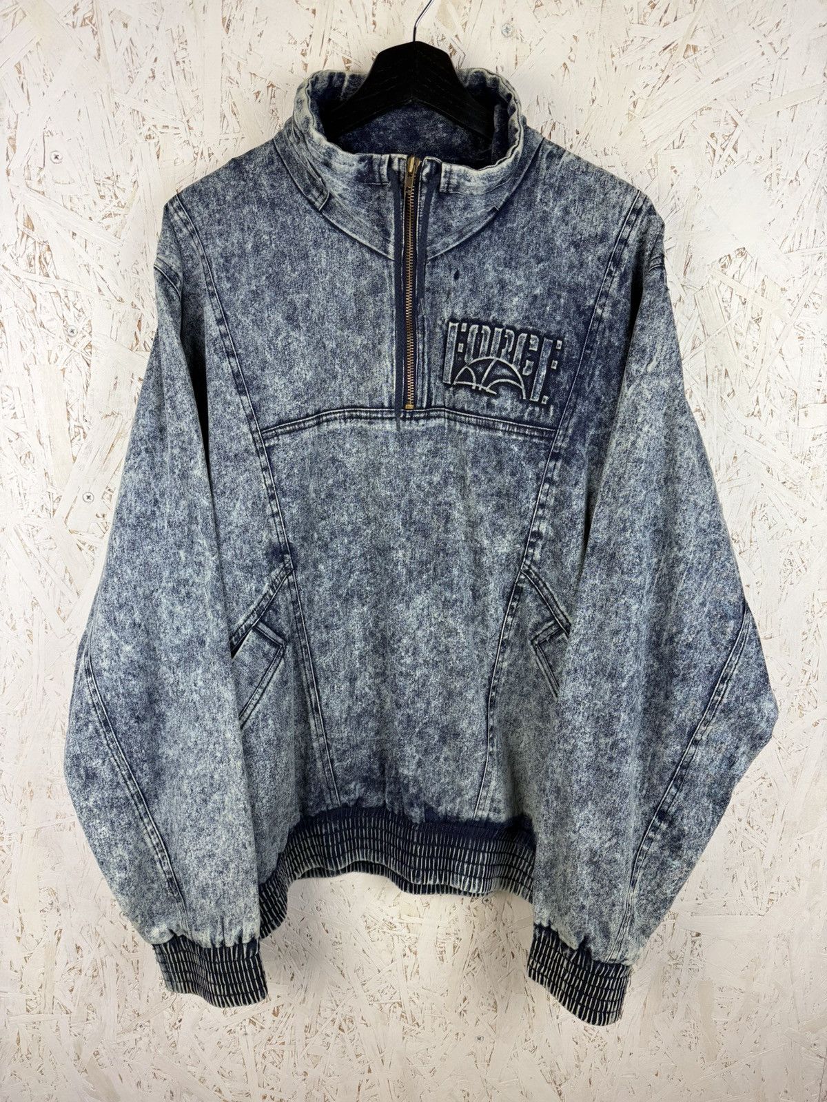 Nike 80s 90s Nike Acid Wash Denim Quarter Zip Jacket Blue ~L Size US L / EU 52-54 / 3 - 1 Thumbnail