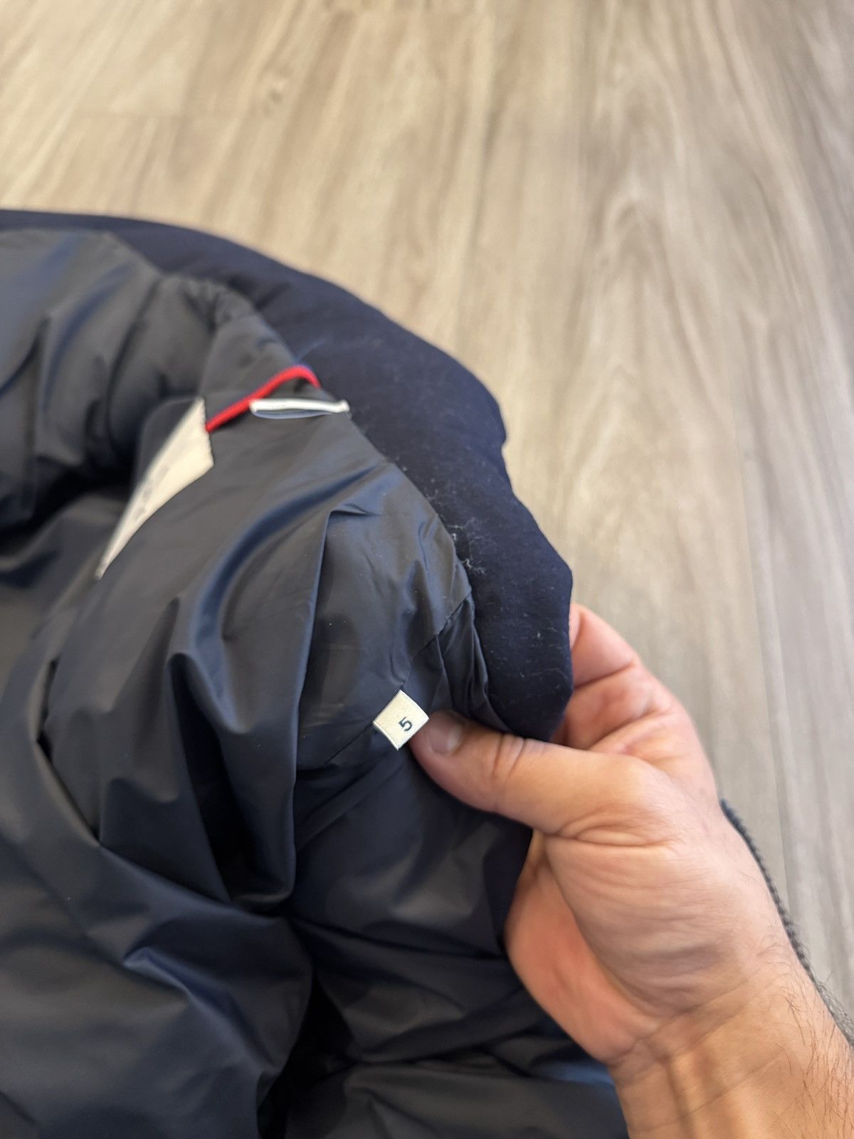 Moncler Montgenevre Hooded Wool Flannel Short Down Jacket Navy Size US XL / EU 56 / 4 - 10 Thumbnail