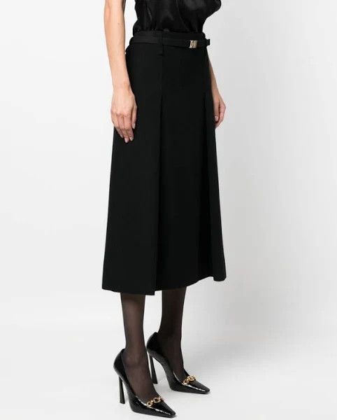 Saint Laurent Paris o1s1wg111024 Jupe Feutrine Brosse Midi Skirt in Noir Size 27" / US 4 / IT 40 - 3 Thumbnail