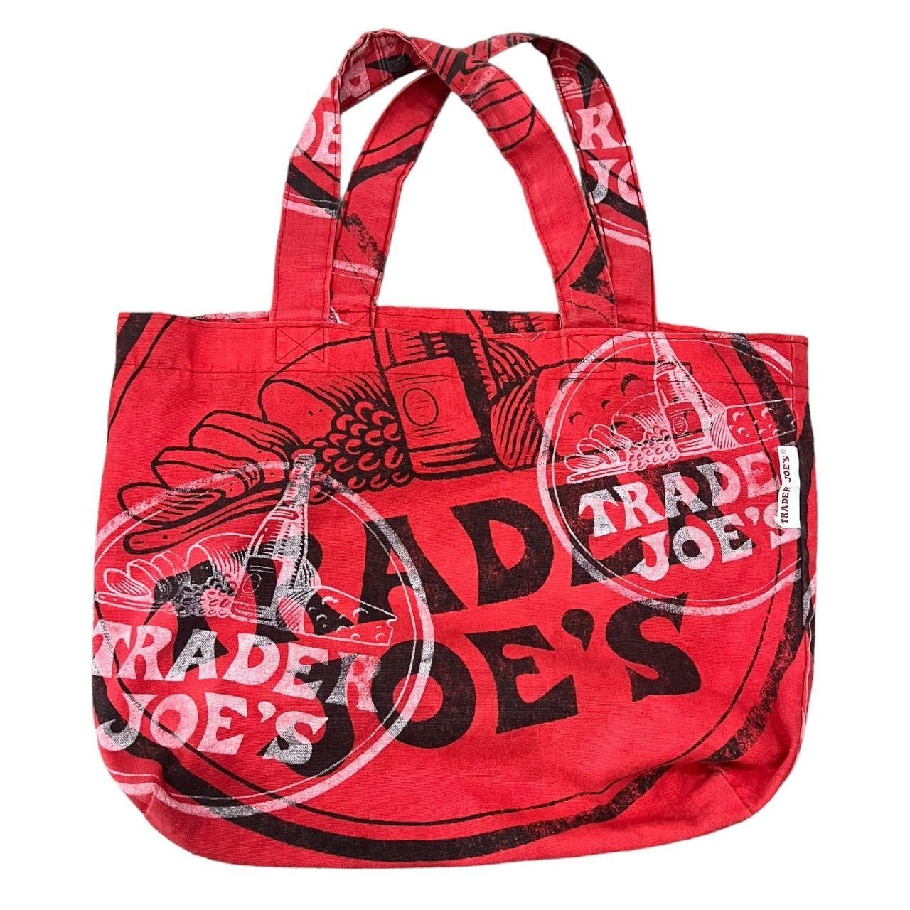 Trader Joes Large Tote Bag Navy Blue – Baumwoll-Leinen, Bestickt, Faltbar