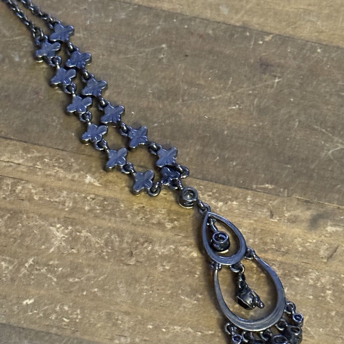 Other Gunmetal rhinestone flower chandelier pendant necklace Size ONE SIZE - 4 Thumbnail