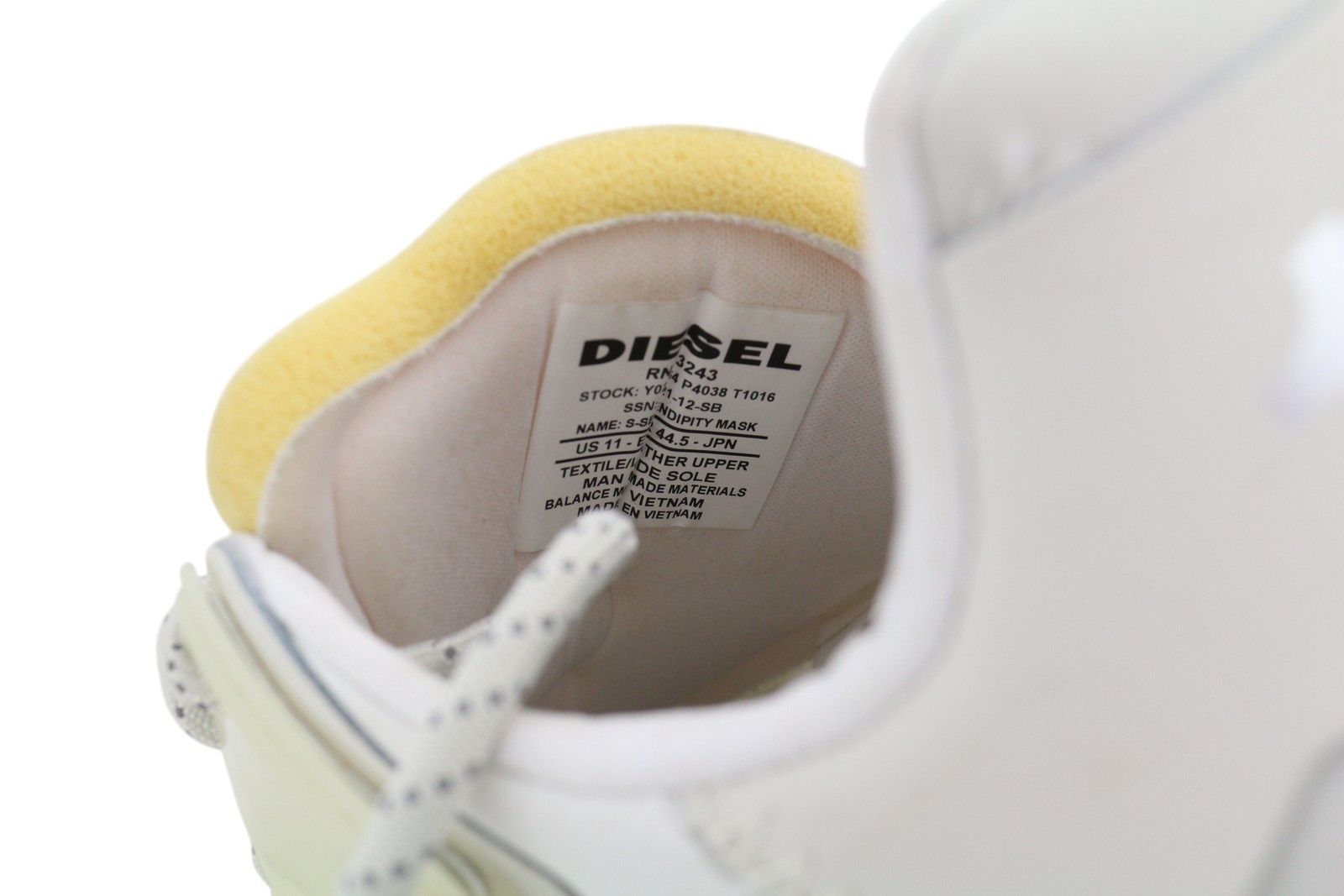 Diesel S-SERENDIPITY MASK EU44.5 White Almond Toe Low Top 40965 Size US 11.5 / EU 44-45 - 11 Thumbnail
