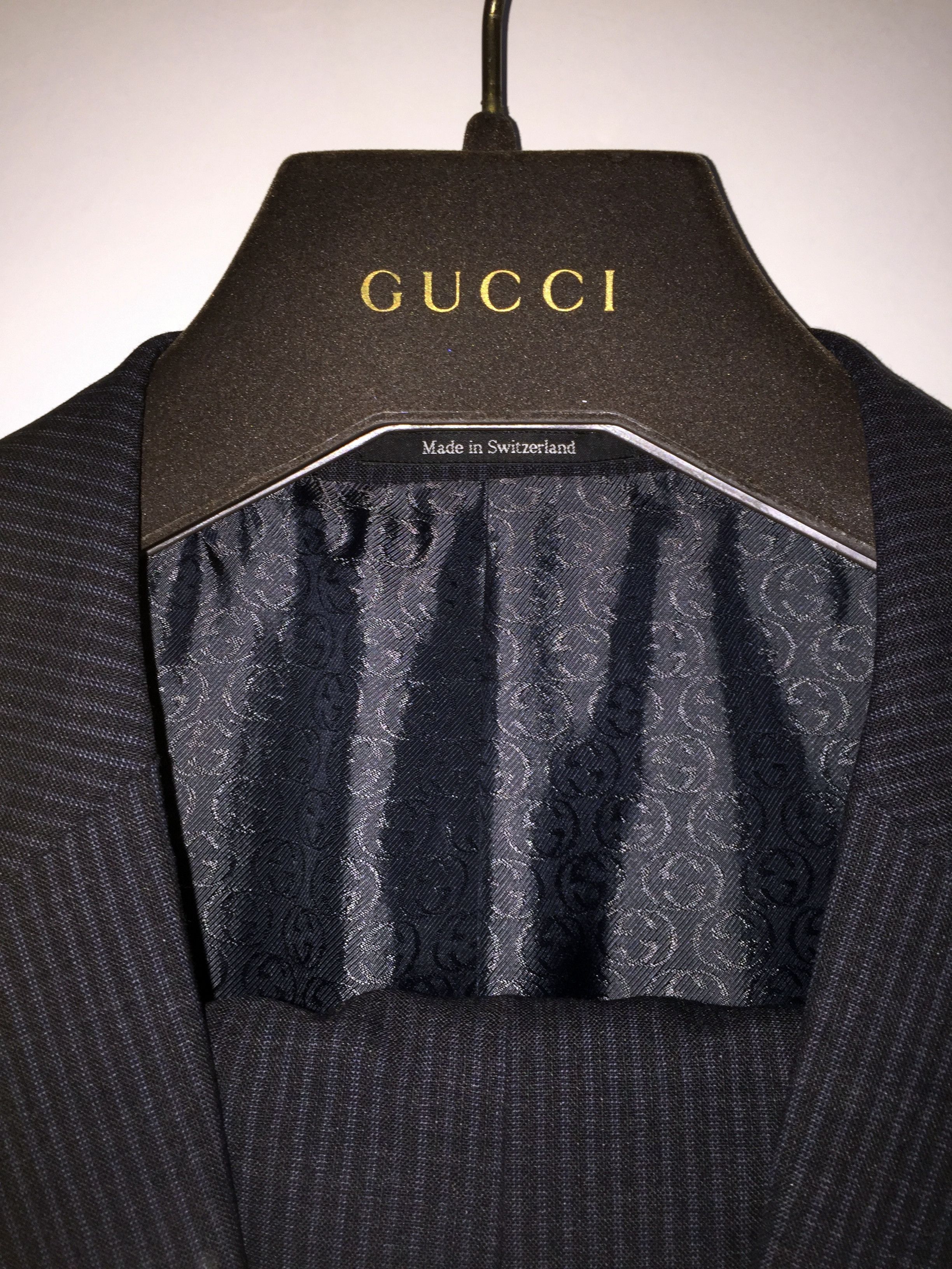 Gucci GUCCI DARK GRAY 100% WOOL PINSTRIPED TWO-BUTTON SUIT Size 54R - 6 Thumbnail