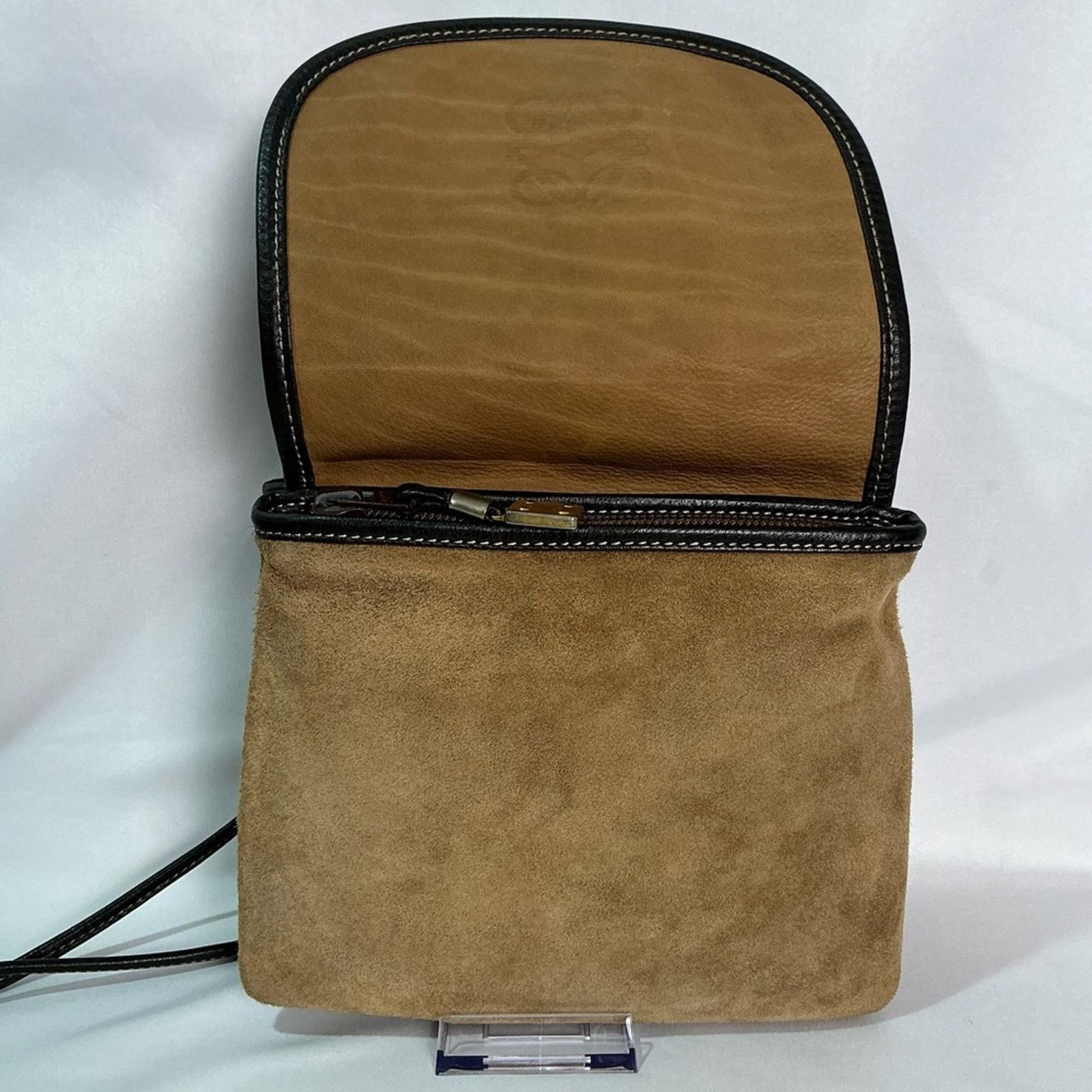 Vintage Loewe Tan Suede Shoulder Crossbody Bag Purse Anagram