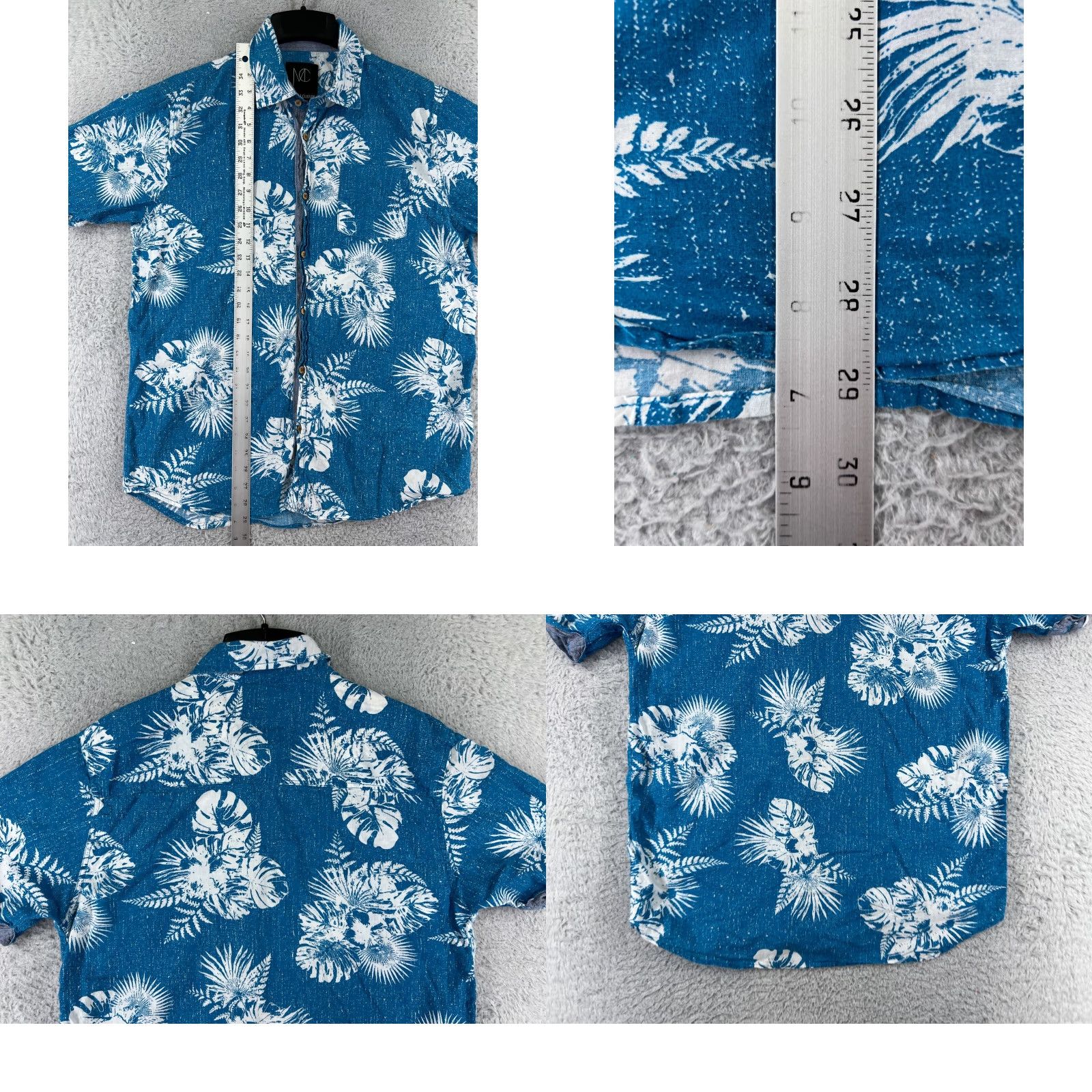 Vintage Modern Culture Shirt Mens XL Blue Floral Palm Print Hawaiian Cotton Size US XL / EU 56 / 4 - 9 Thumbnail